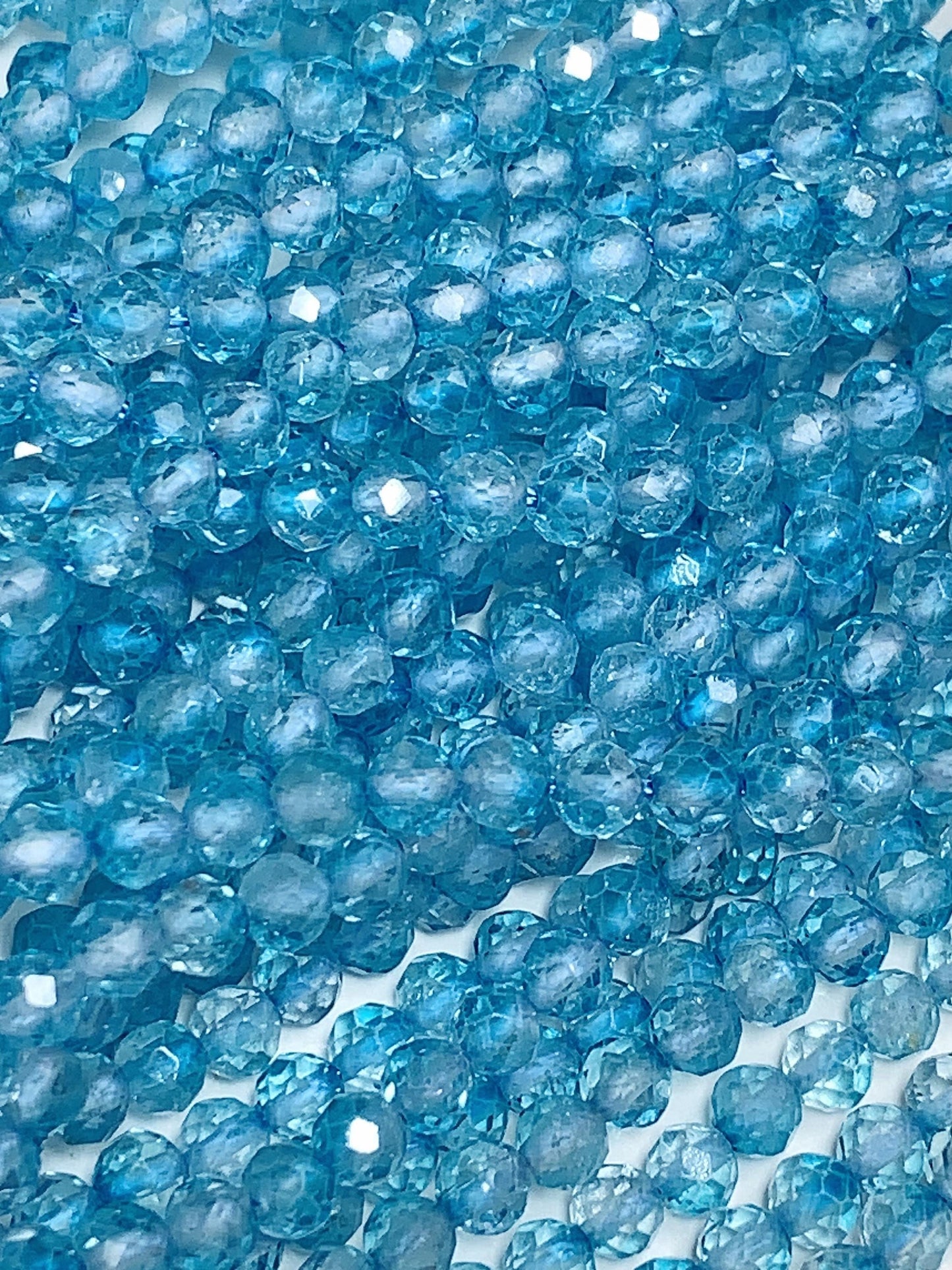 Natural Swizz Blue Topaz Faceted Round Beads: Natural Gemstone Strand  (2mm 3mm 4mm)