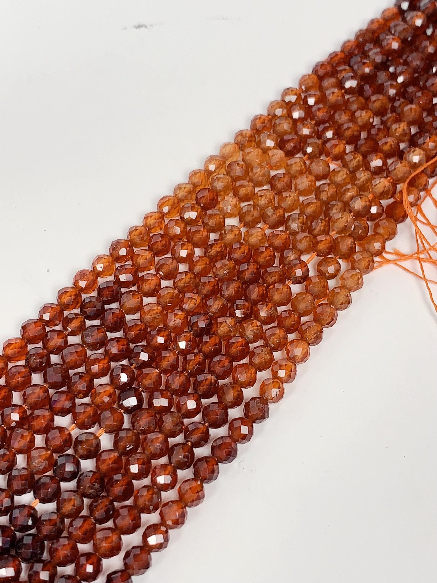 AAA+ Orange Hessonite Garnet Faceted Round Beads - 15.5" Strand