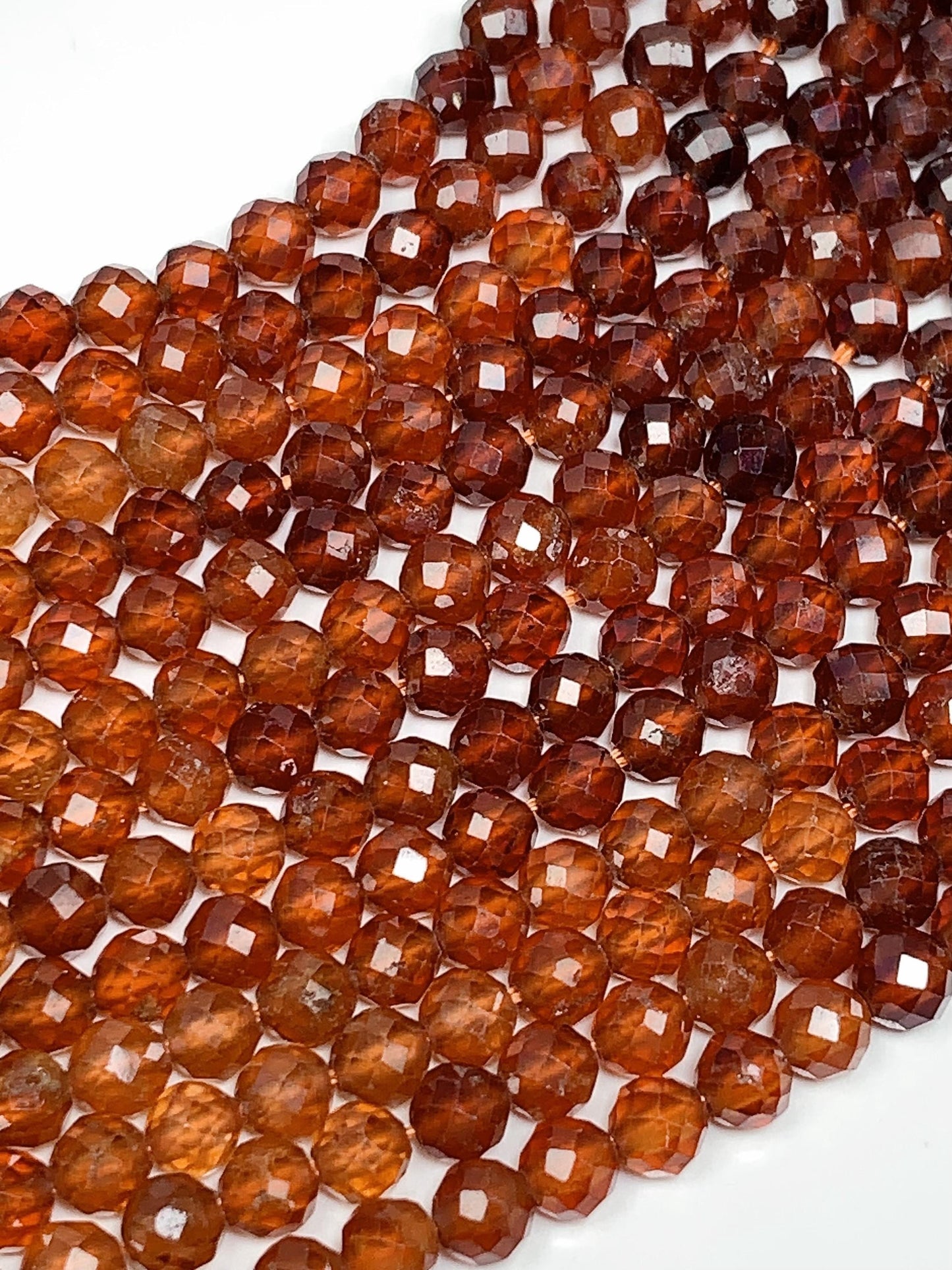 AAA+ Orange Hessonite Garnet Faceted Round Beads - 15.5" Strand