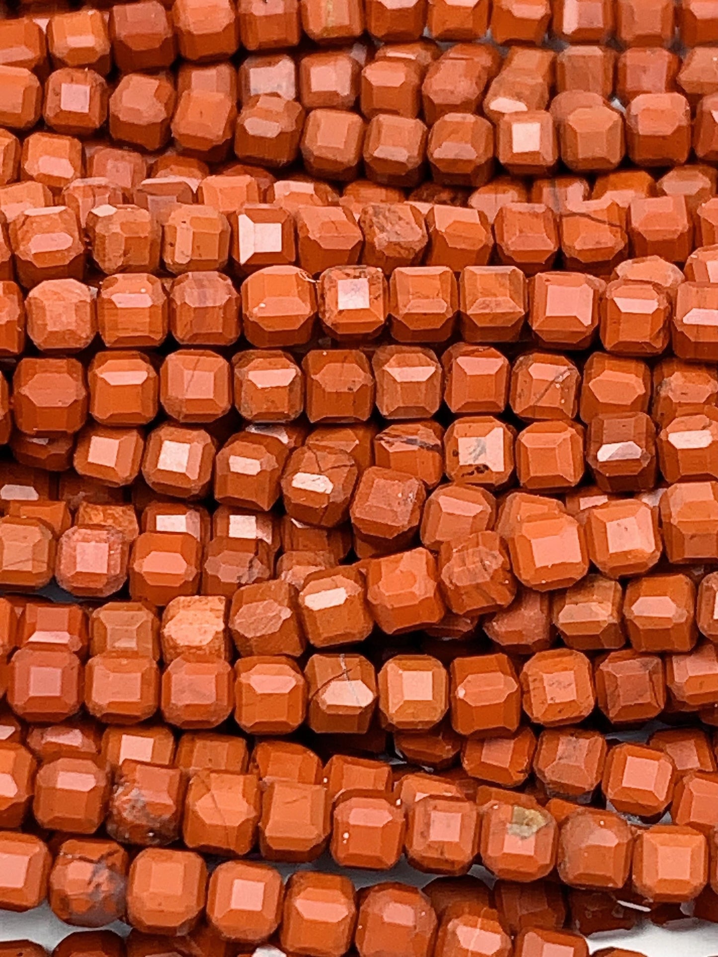 Faceted Red Jasper Cube Beads: Natural Gemstone Strand (2mm 3mm 4mm)