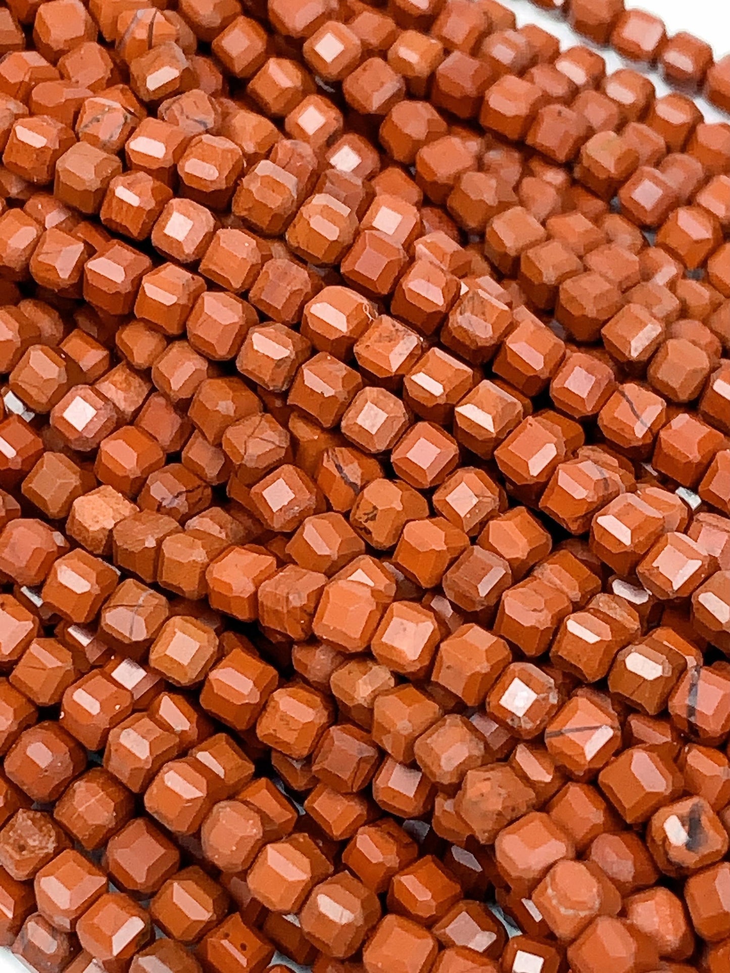 Faceted Red Jasper Cube Beads: Natural Gemstone Strand (2mm 3mm 4mm)