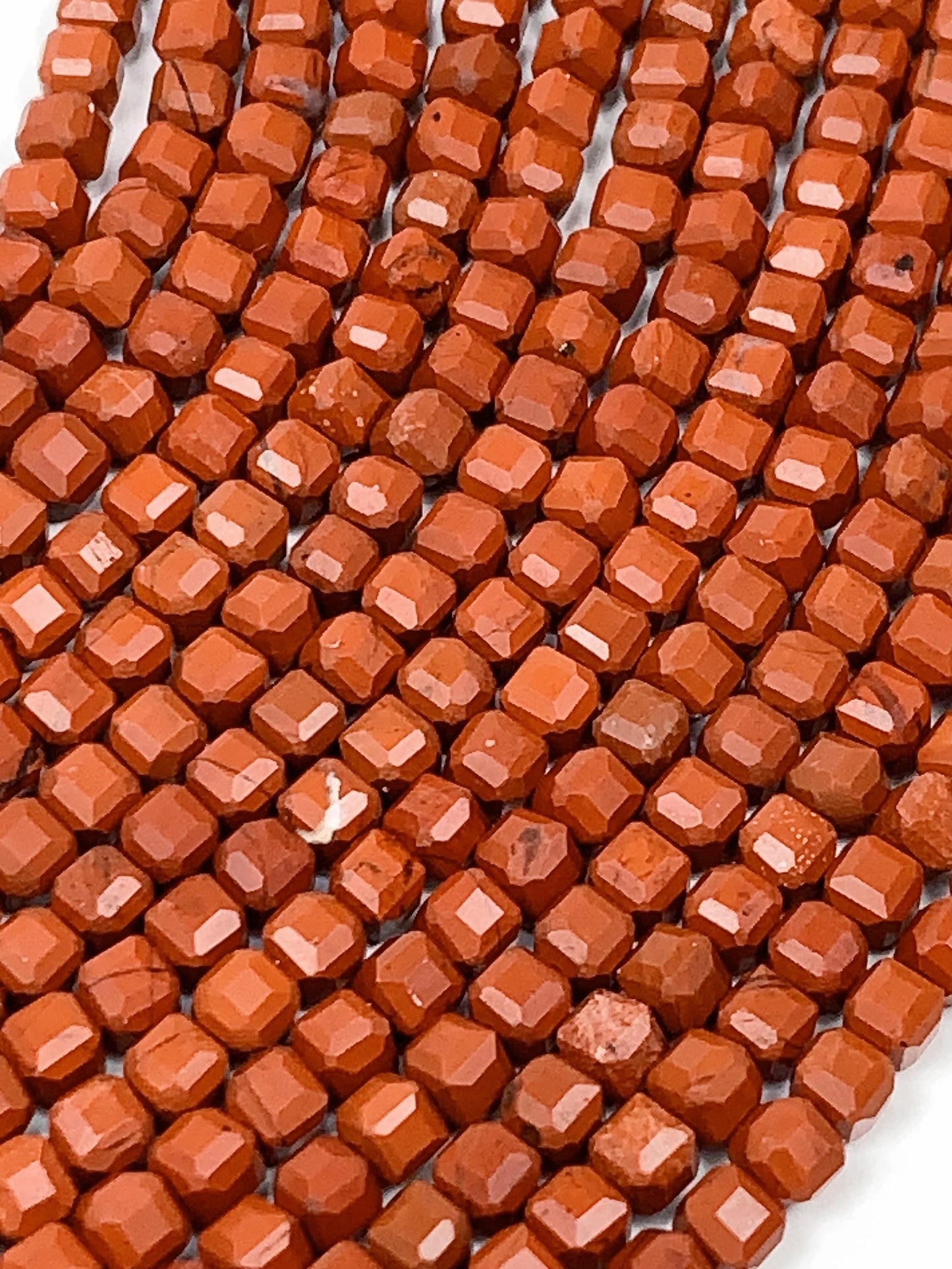 Faceted Red Jasper Cube Beads: Natural Gemstone Strand (2mm 3mm 4mm)