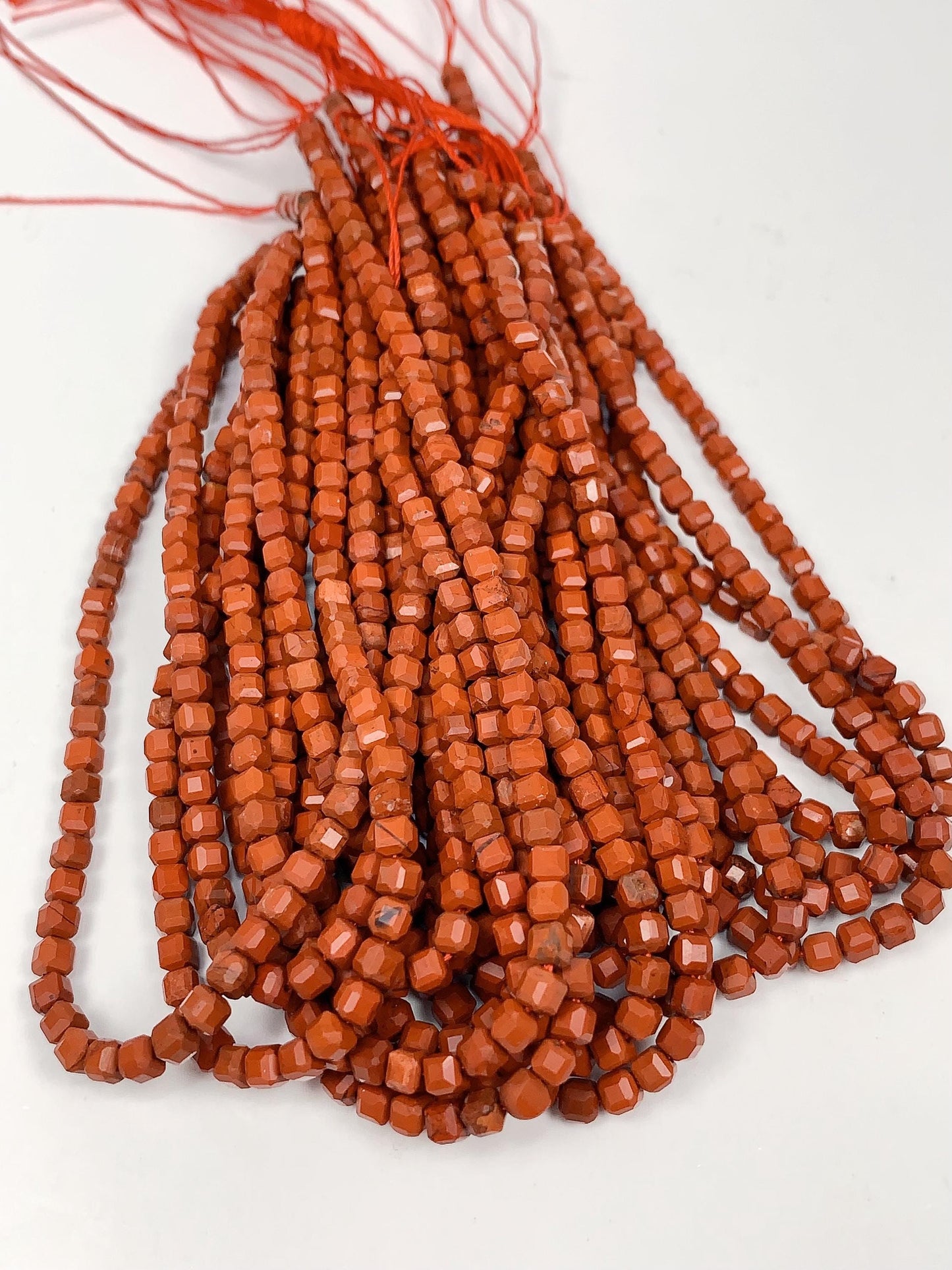 Faceted Red Jasper Cube Beads: Natural Gemstone Strand (2mm 3mm 4mm)