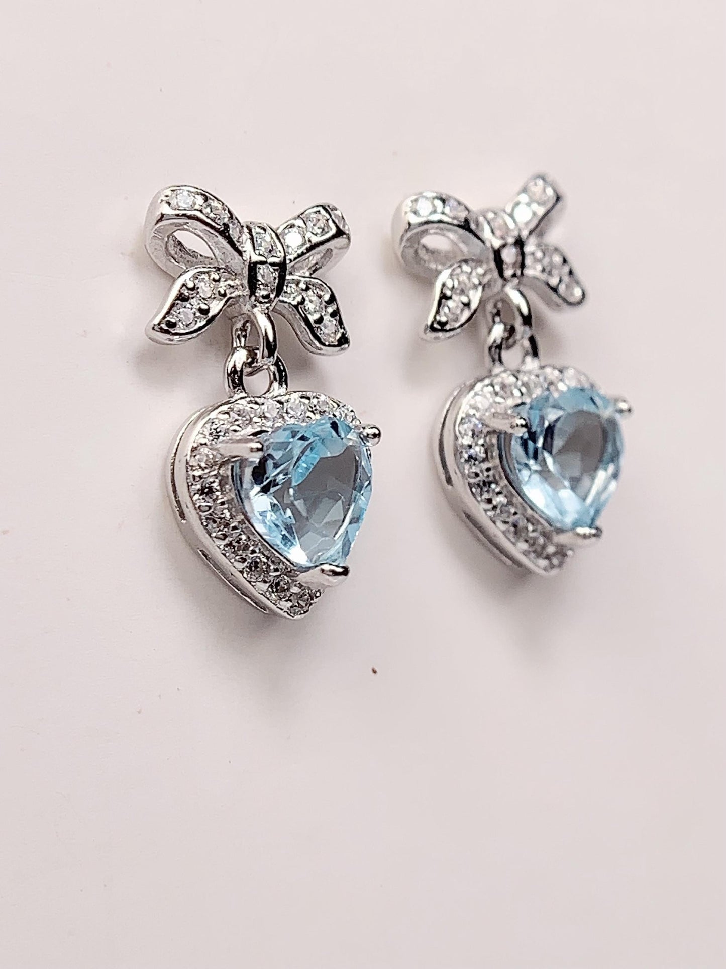 Sky Blue Topaz Heart Earrings: 18k Gold Plated Sterling Silver