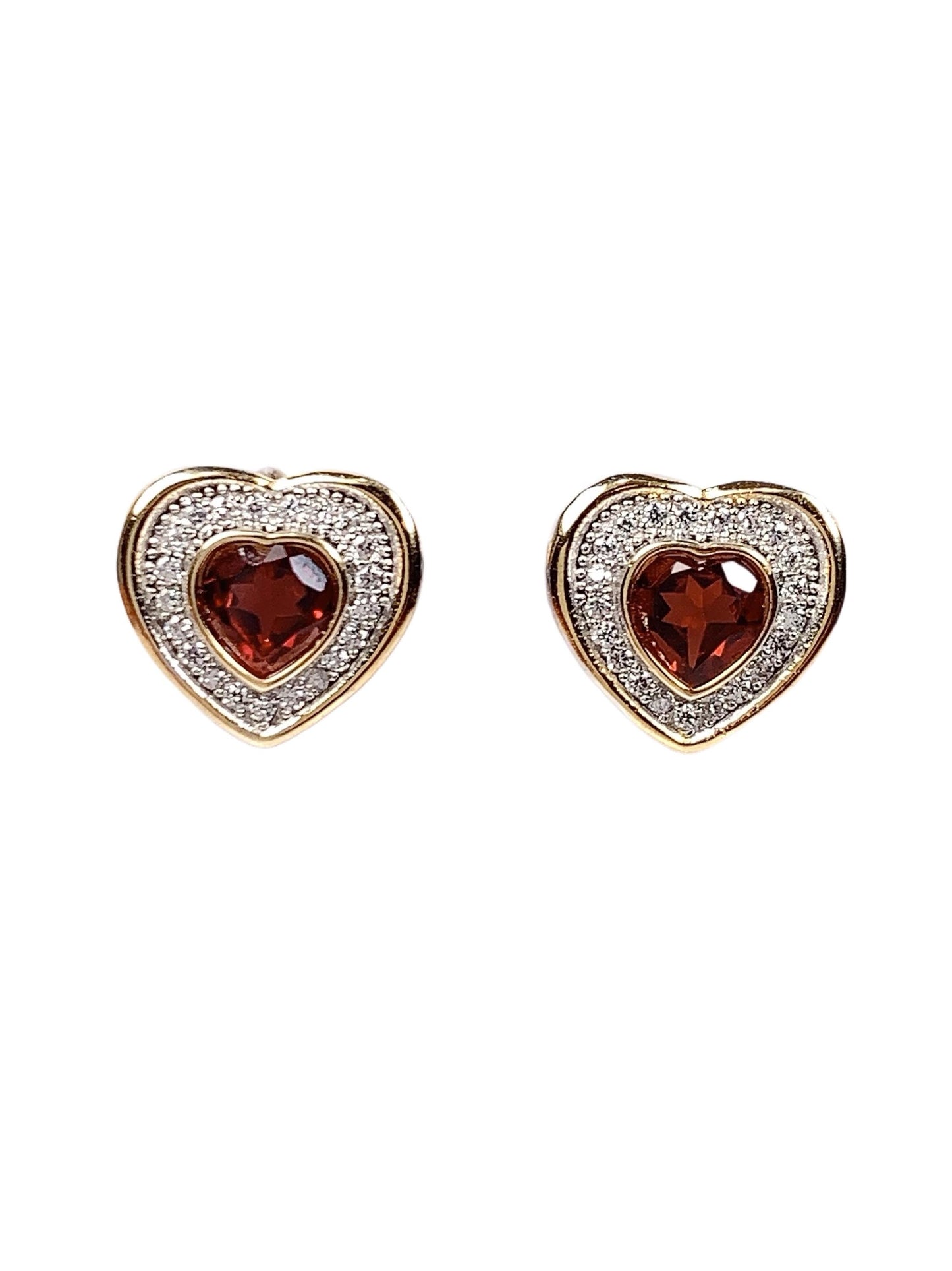 Red Garnet Heart Earrings: 18k Gold Plated Sterling Silver