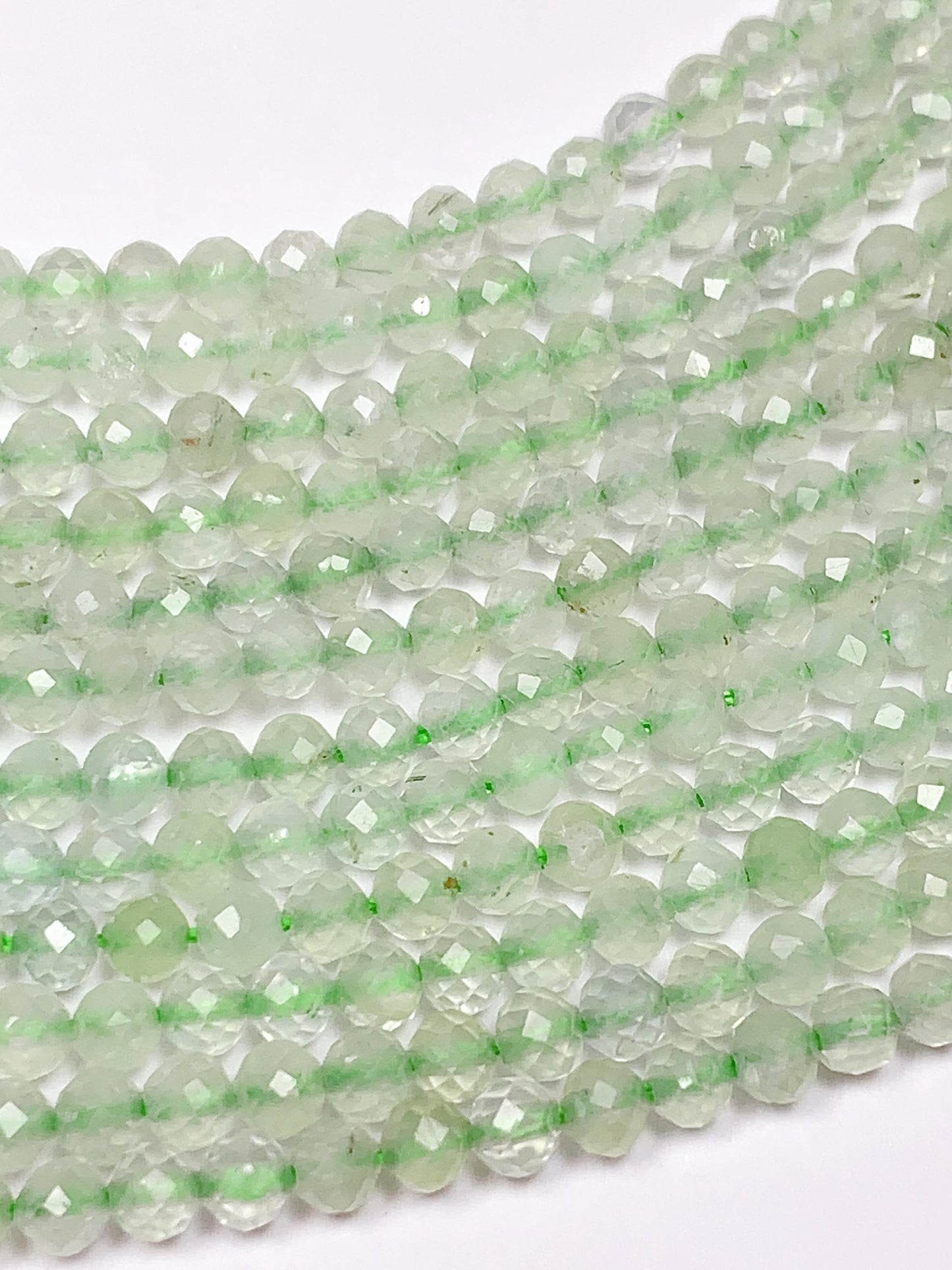 Grade AAA Genuine Natural Green Fluorite Faceted Round Beads 15.5" Strand 2mm 3mm 4mm