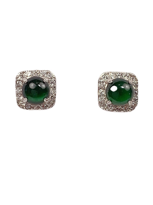 Green Jade Sterling Silver Earrings: 4mm Round Cut, 18k Gold Plated