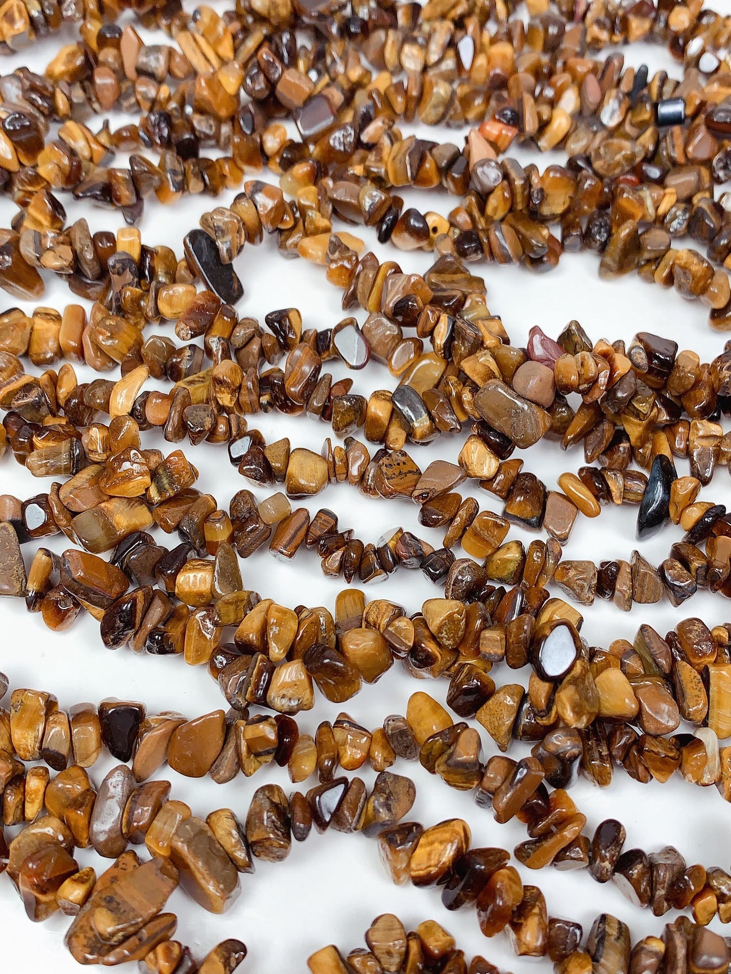 Natural Yellow Gold Tiger's Eye Chip Beads: 32" Strand