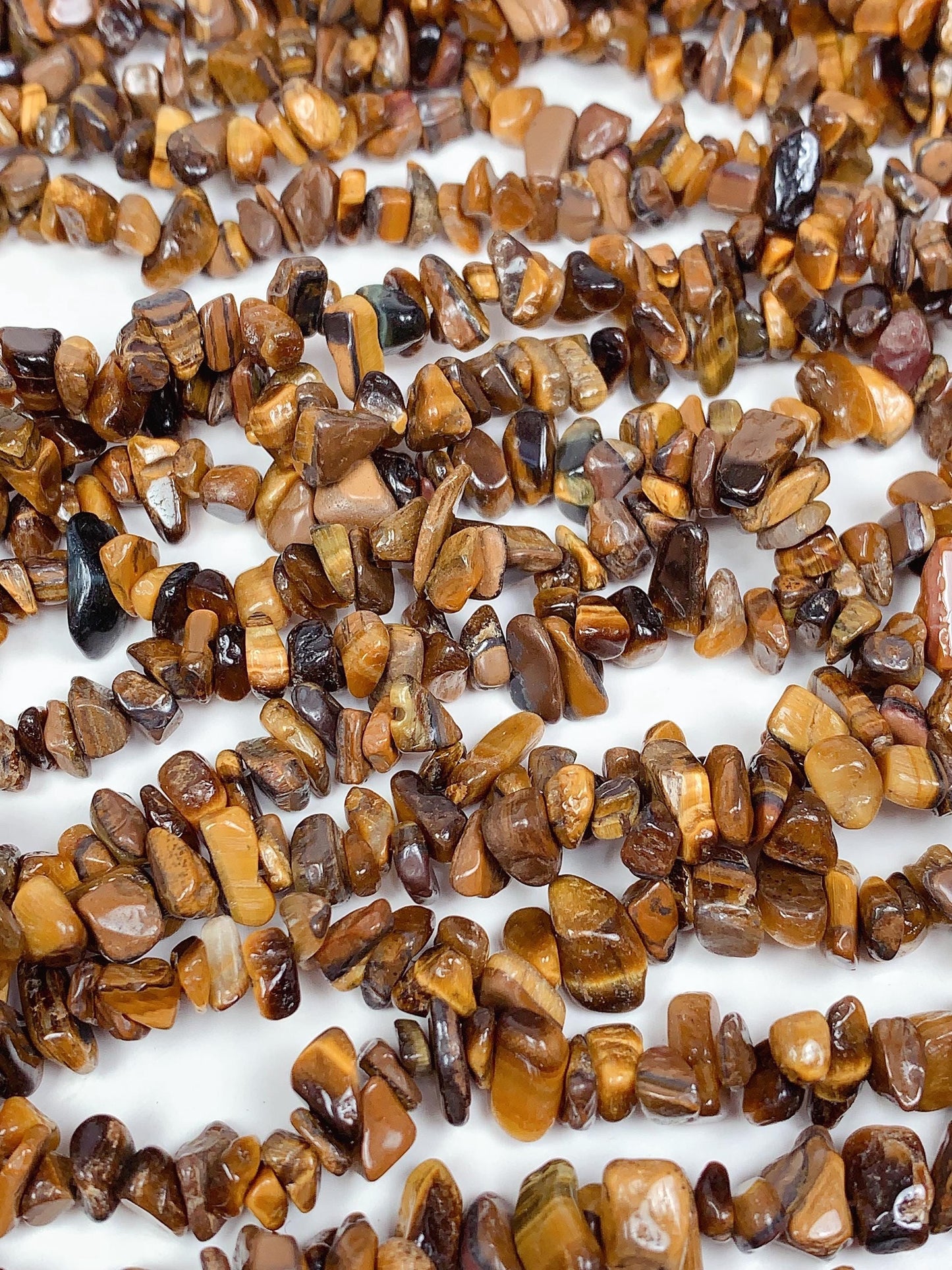 Natural Yellow Gold Tiger's Eye Chip Beads: 32" Strand