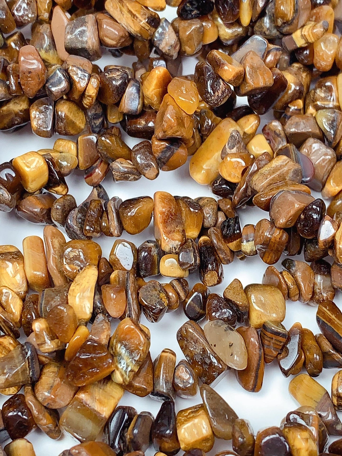 Natural Yellow Gold Tiger's Eye Chip Beads: 32" Strand