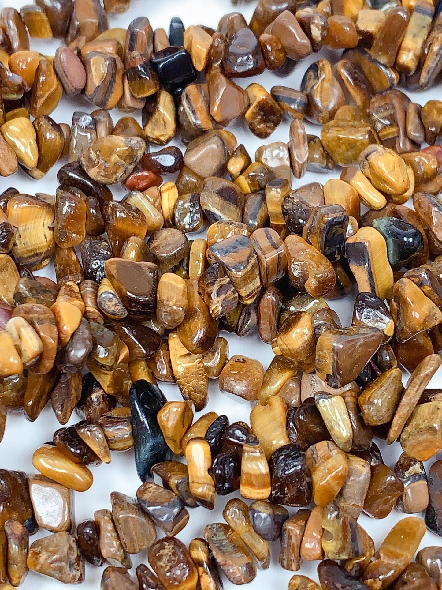 Natural Yellow Gold Tiger's Eye Chip Beads: 32" Strand