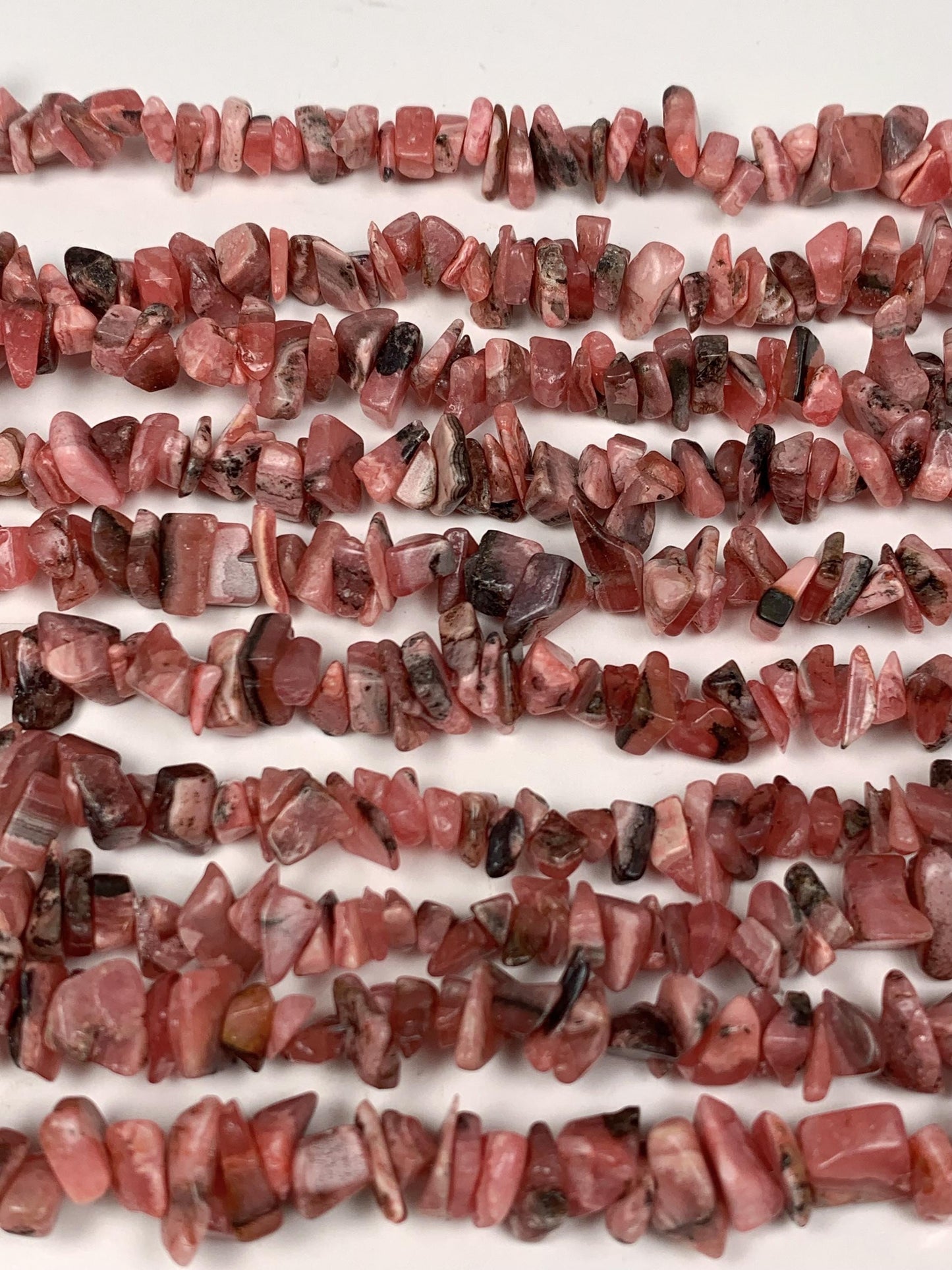 Pink Rhodonite Chip Beads: Natural Argentine Gemstone Nuggets, 32" Strand