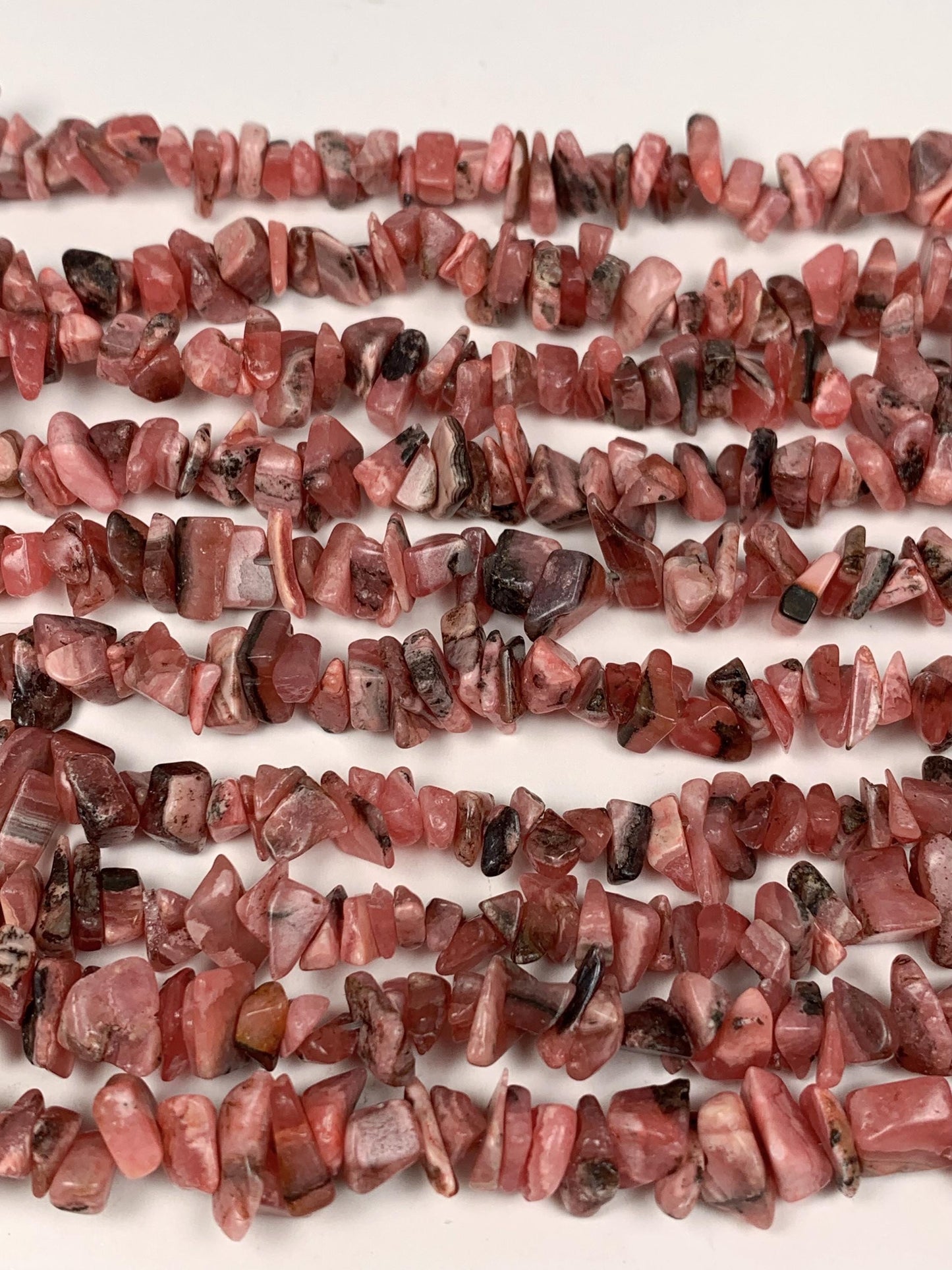 Pink Rhodonite Chip Beads: Natural Argentine Gemstone Nuggets, 32" Strand