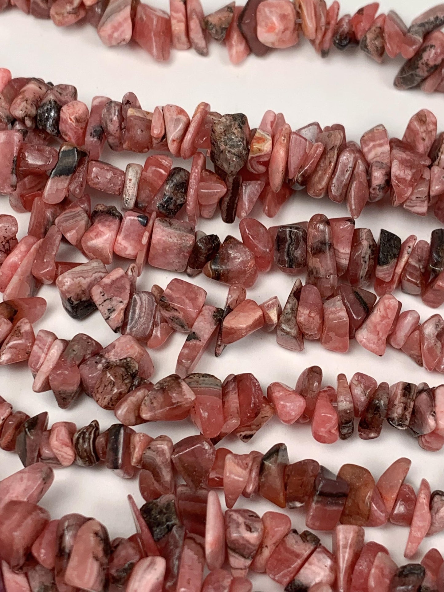 Pink Rhodonite Chip Beads: Natural Argentine Gemstone Nuggets, 32" Strand