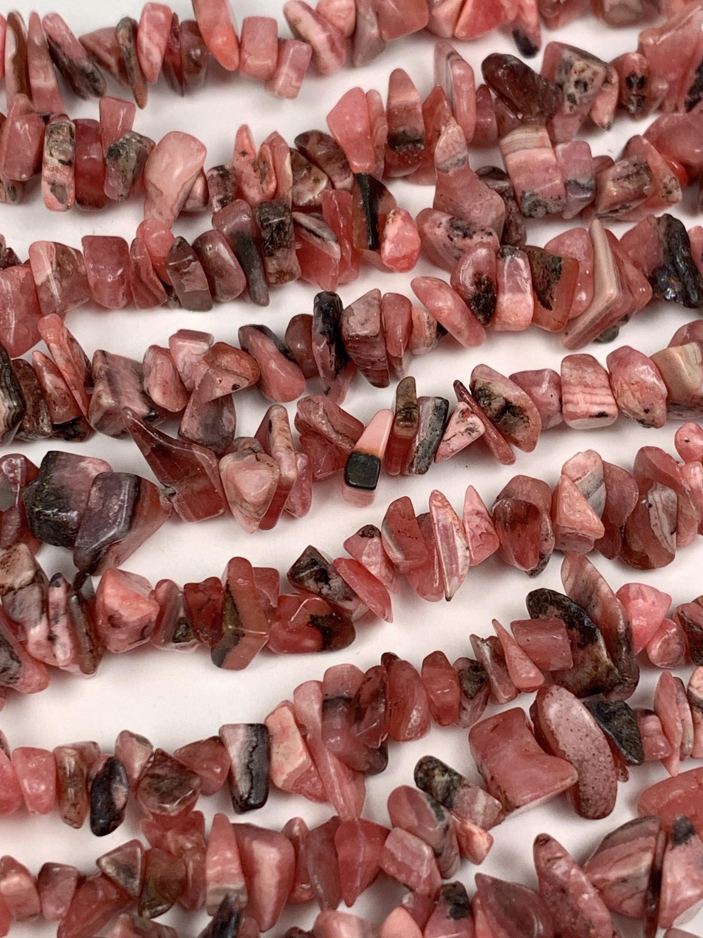 Pink Rhodonite Chip Beads: Natural Argentine Gemstone Nuggets, 32" Strand