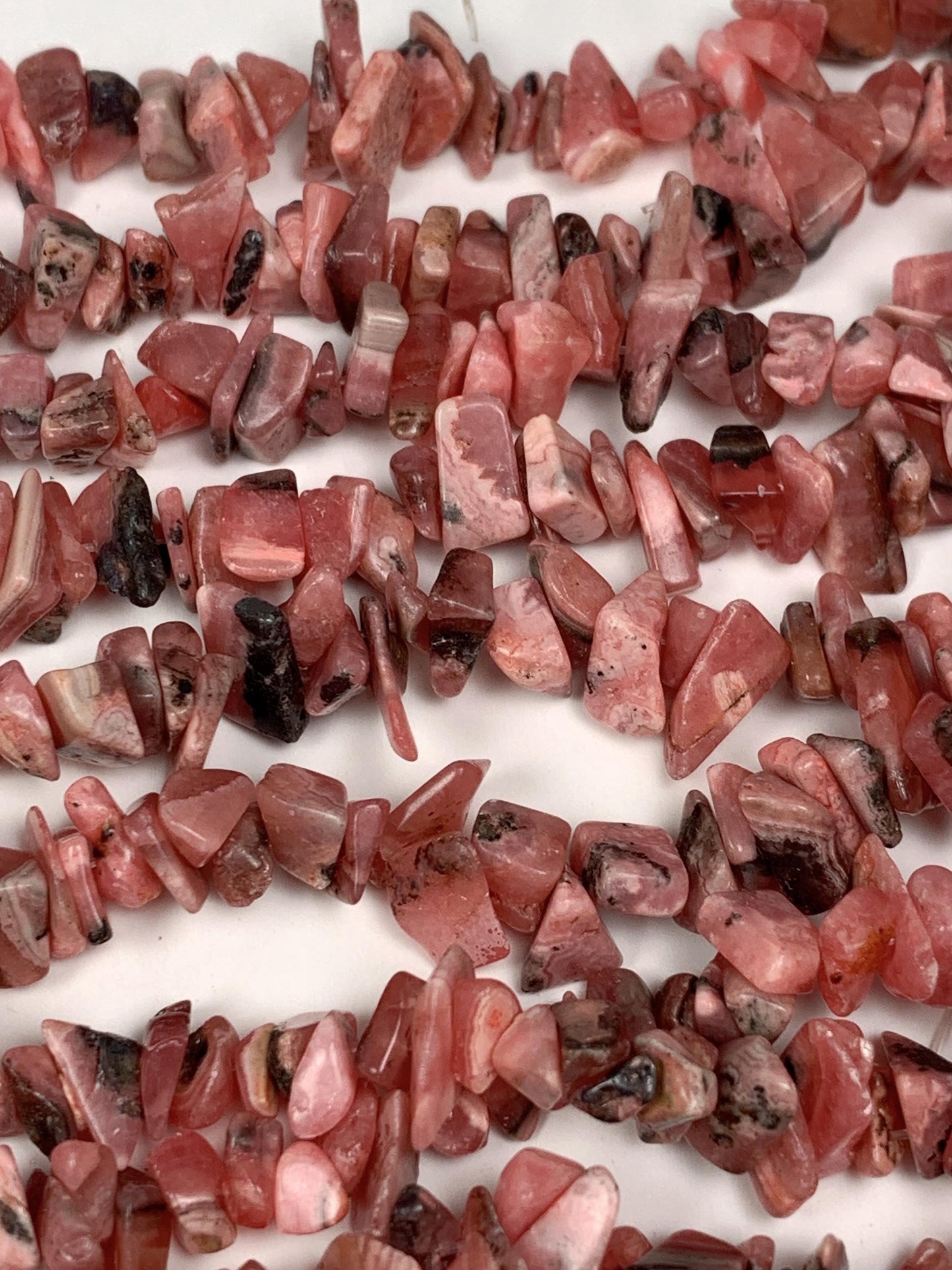 Pink Rhodonite Chip Beads: Natural Argentine Gemstone Nuggets, 32" Strand