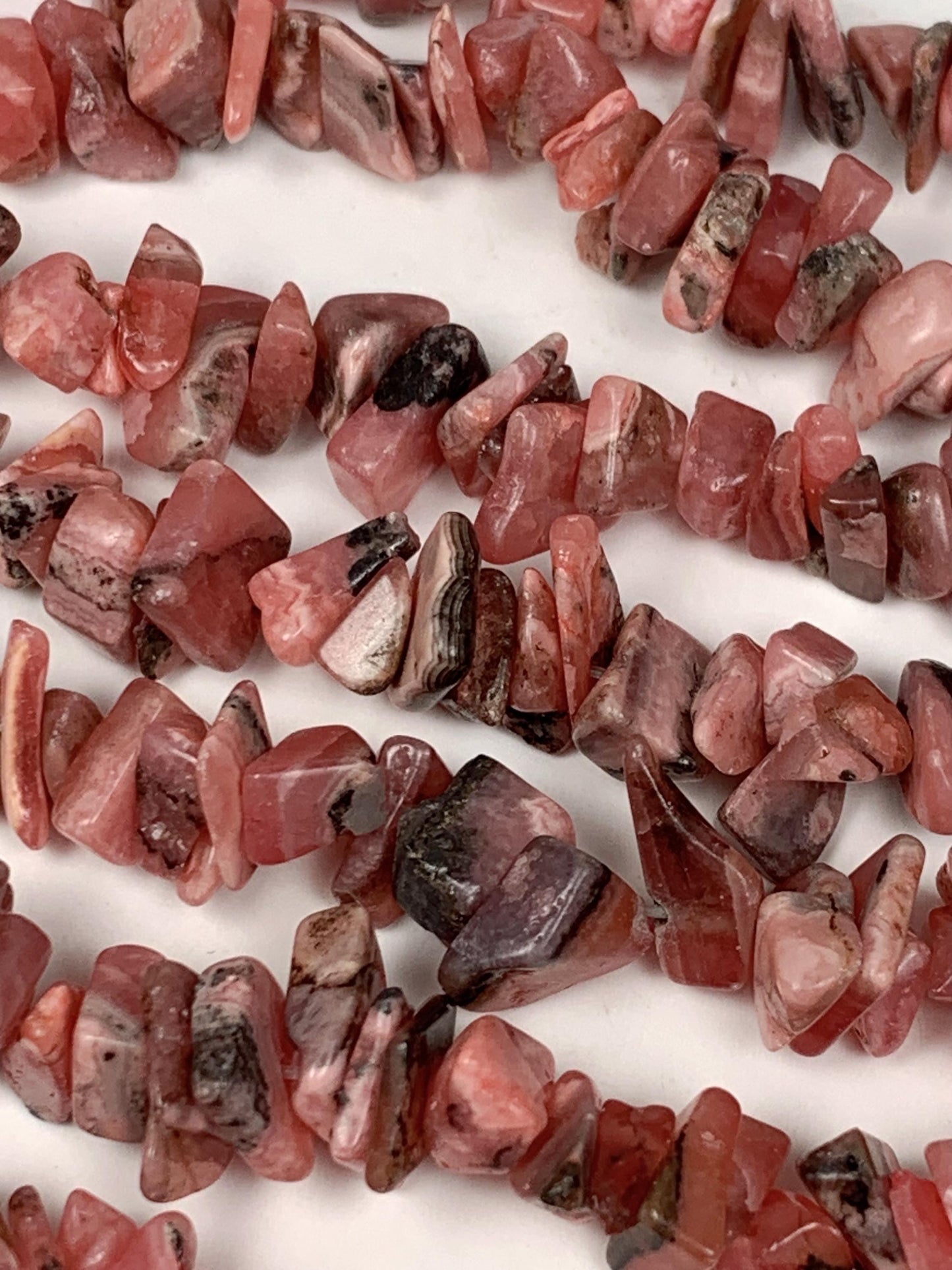 Pink Rhodonite Chip Beads: Natural Argentine Gemstone Nuggets, 32" Strand