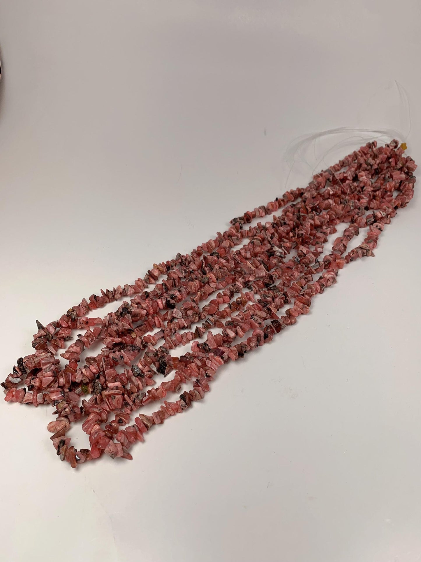 Pink Rhodonite Chip Beads: Natural Argentine Gemstone Nuggets, 32" Strand