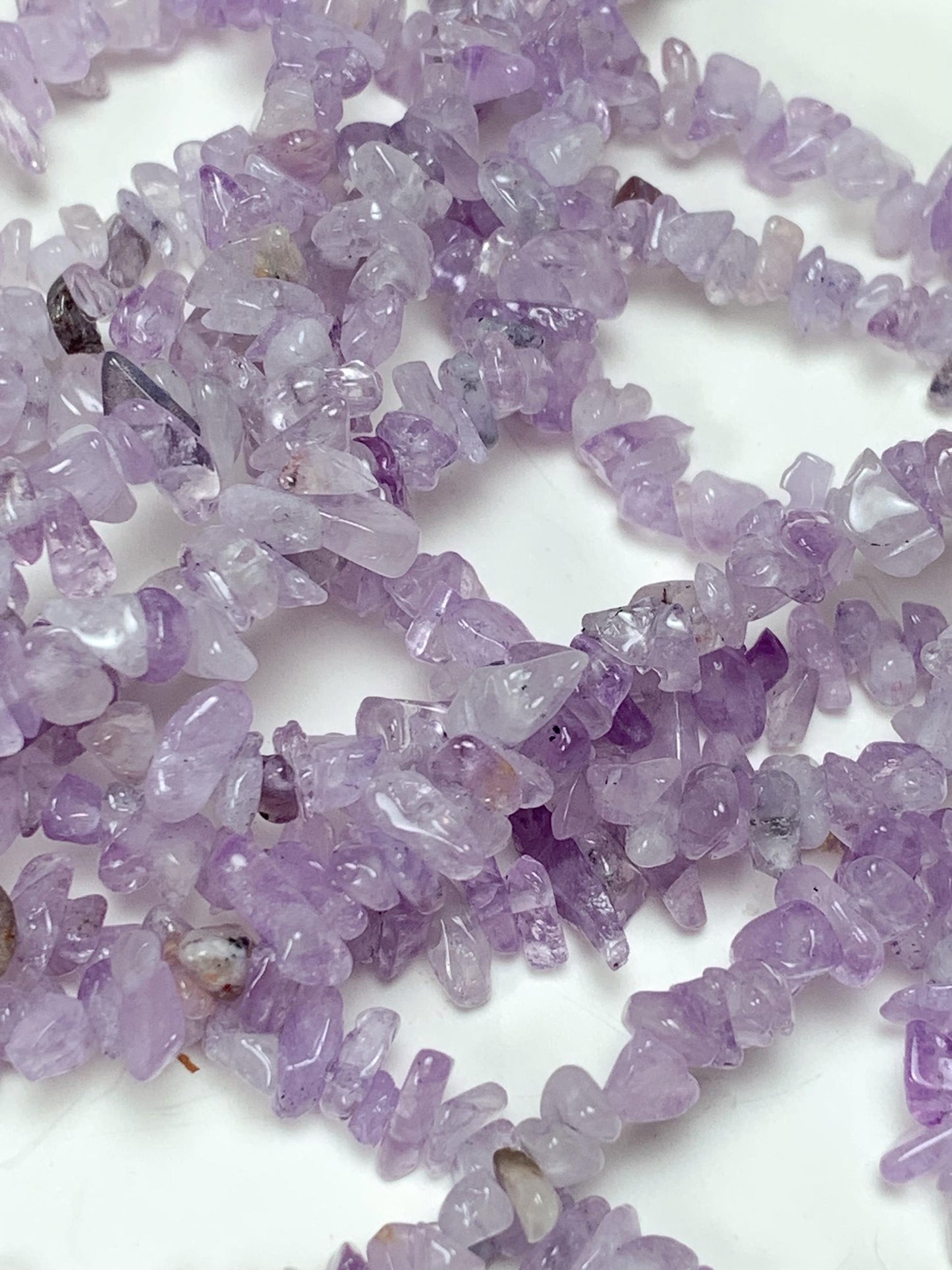 Lavender Amethyst Chip Beads: Natural Gemstone Crystal Nuggets, 32" Strand
