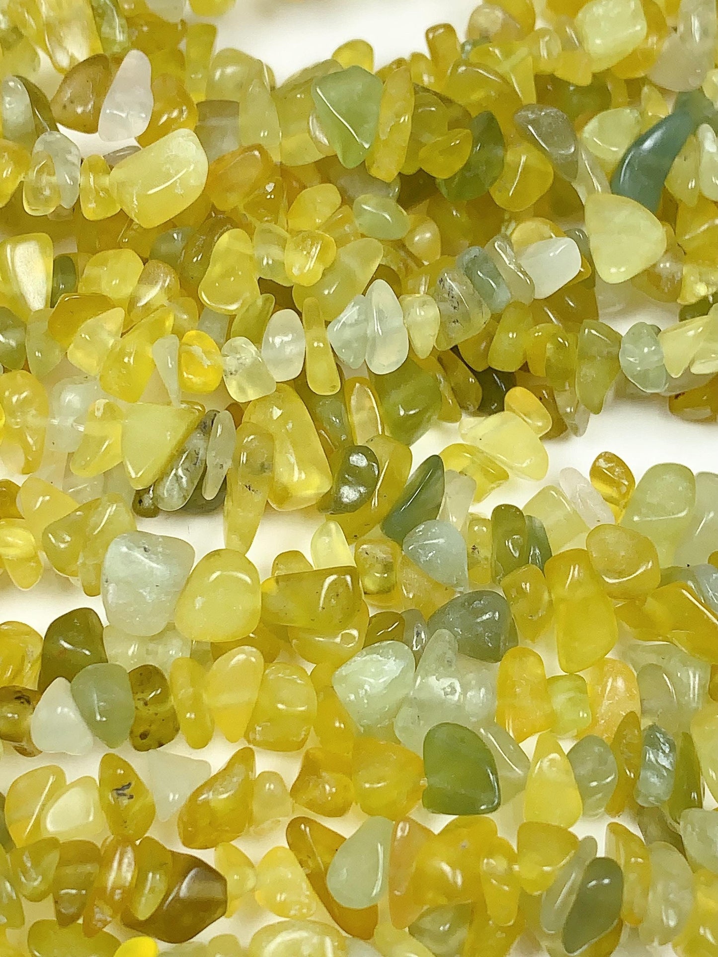 Lemon Jade Nugget Beads: Natural Green Yellow Gemstone Chips, 32" Strand