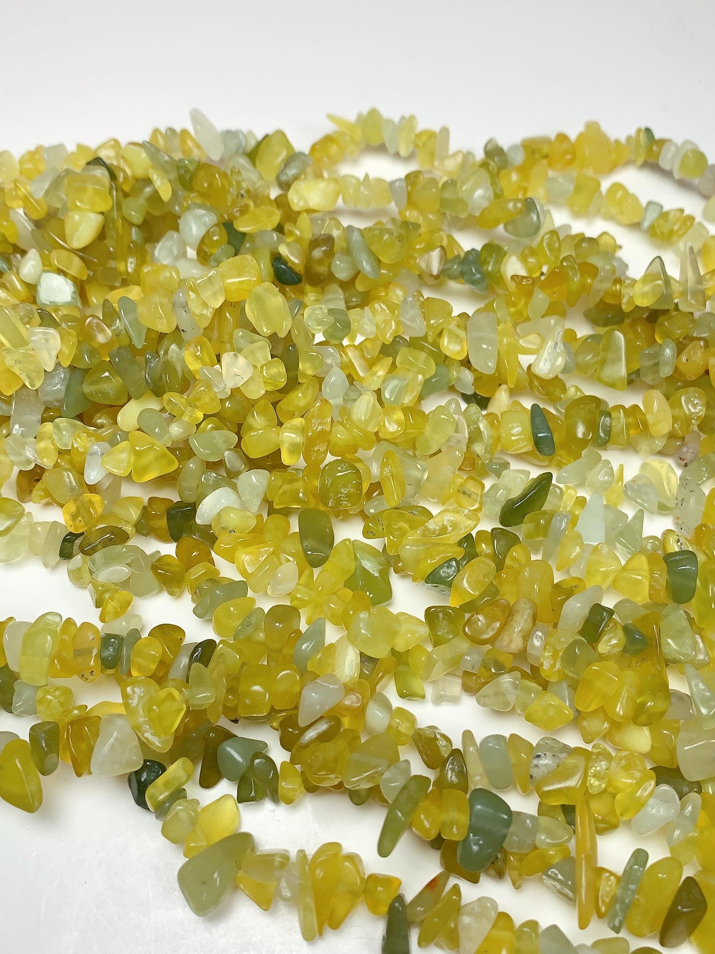 Lemon Jade Nugget Beads: Natural Green Yellow Gemstone Chips, 32" Strand