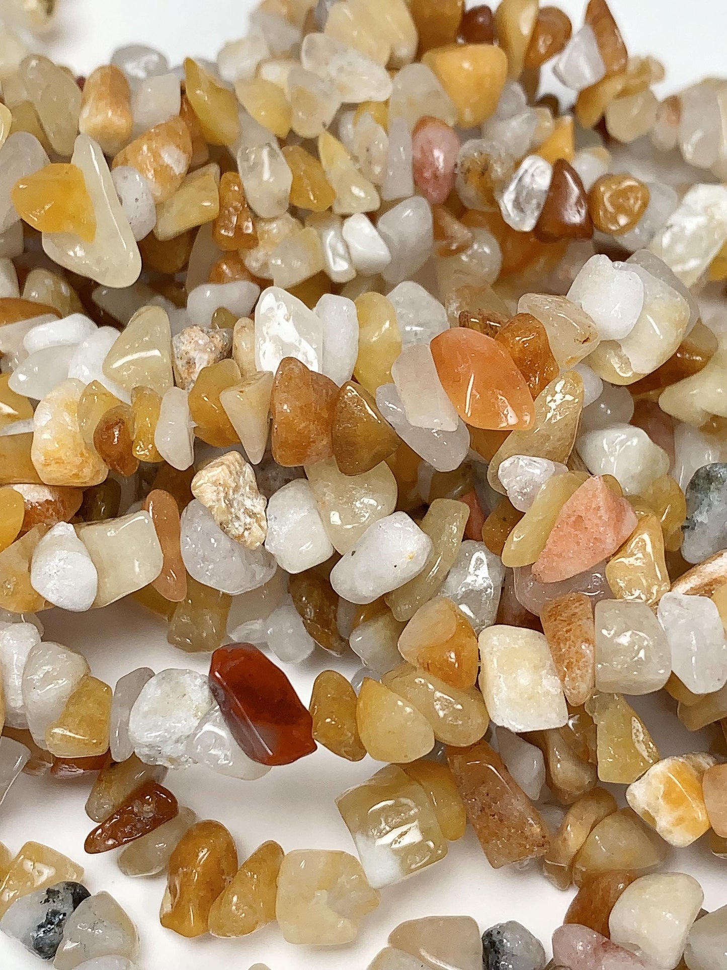 Orange Aventurine Chip Beads: Natural Gemstone Nuggets, 32" Strand