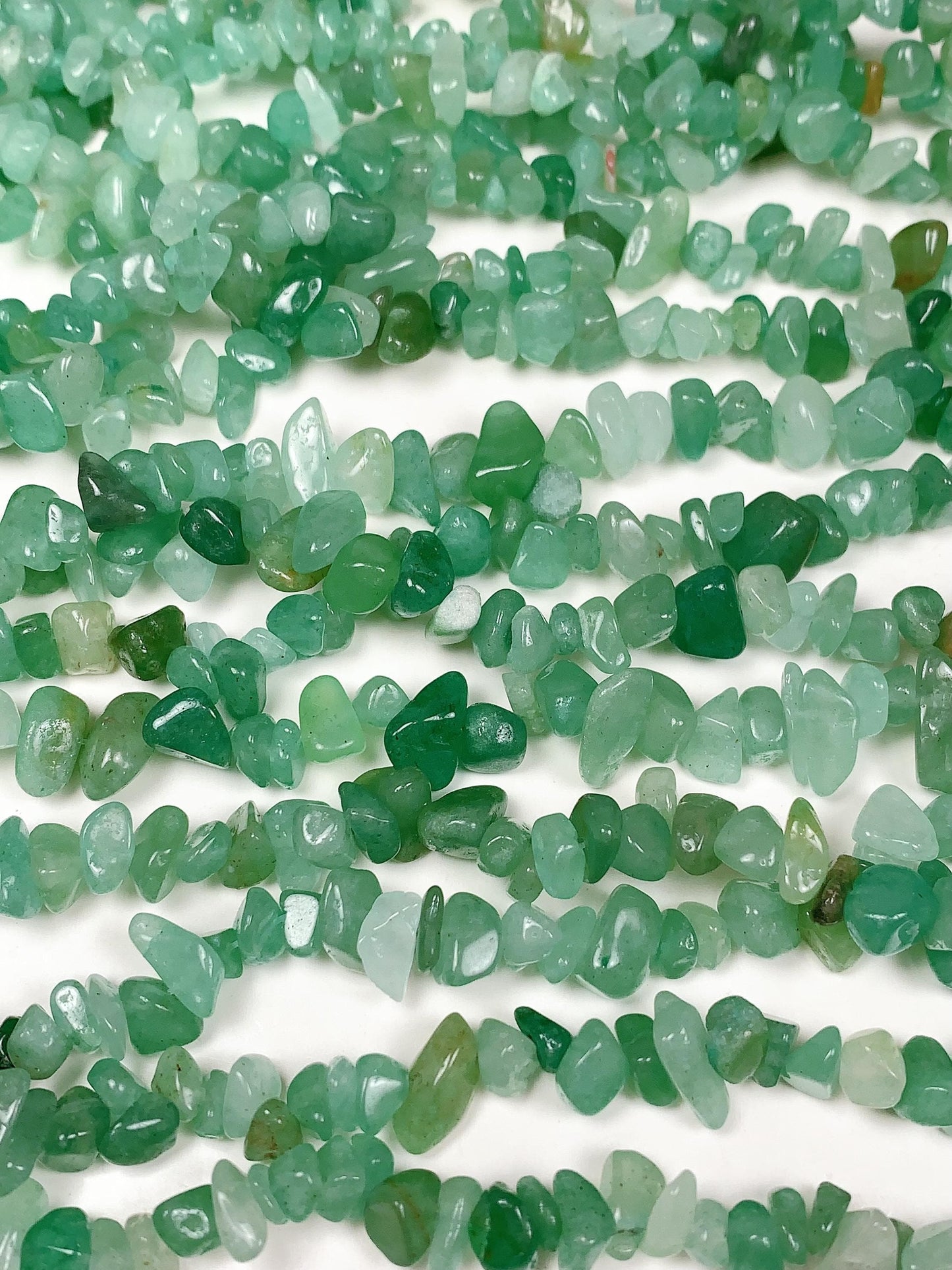 Green Aventurine Chip Beads: Natural Gemstone Nuggets, 32" Strand
