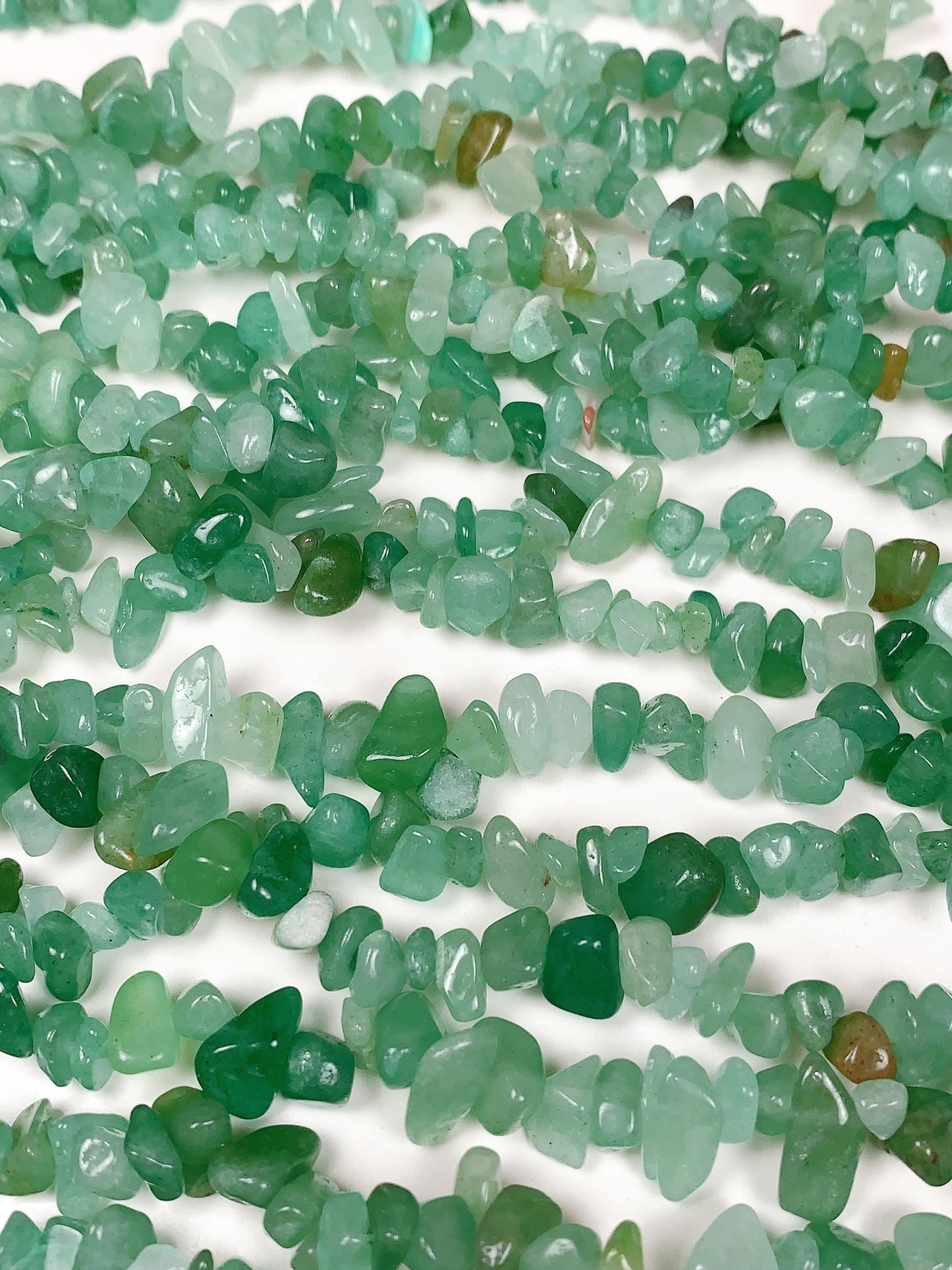 Green Aventurine Chip Beads: Natural Gemstone Nuggets, 32" Strand