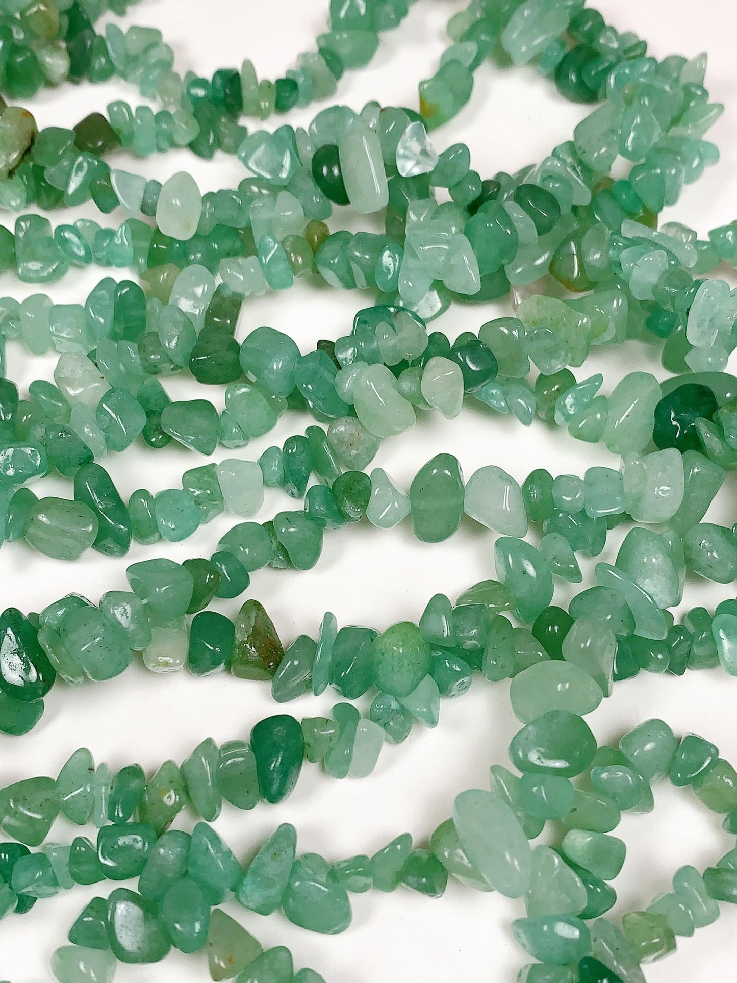 Green Aventurine Chip Beads: Natural Gemstone Nuggets, 32" Strand