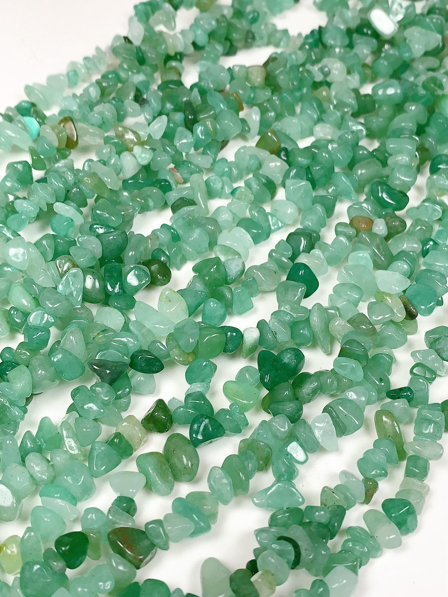 Green Aventurine Chip Beads: Natural Gemstone Nuggets, 32" Strand