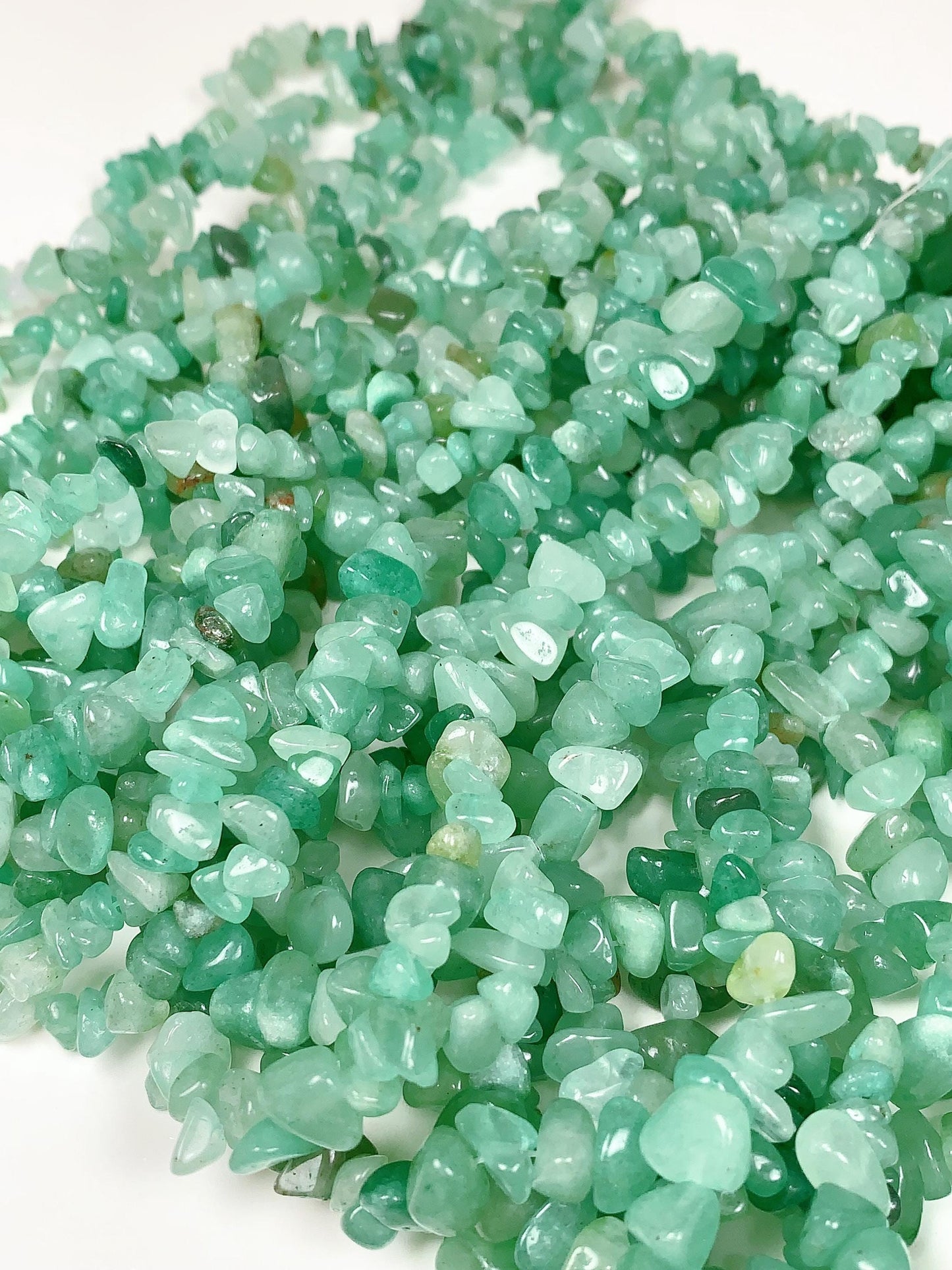 Green Aventurine Chip Beads: Natural Gemstone Nuggets, 32" Strand