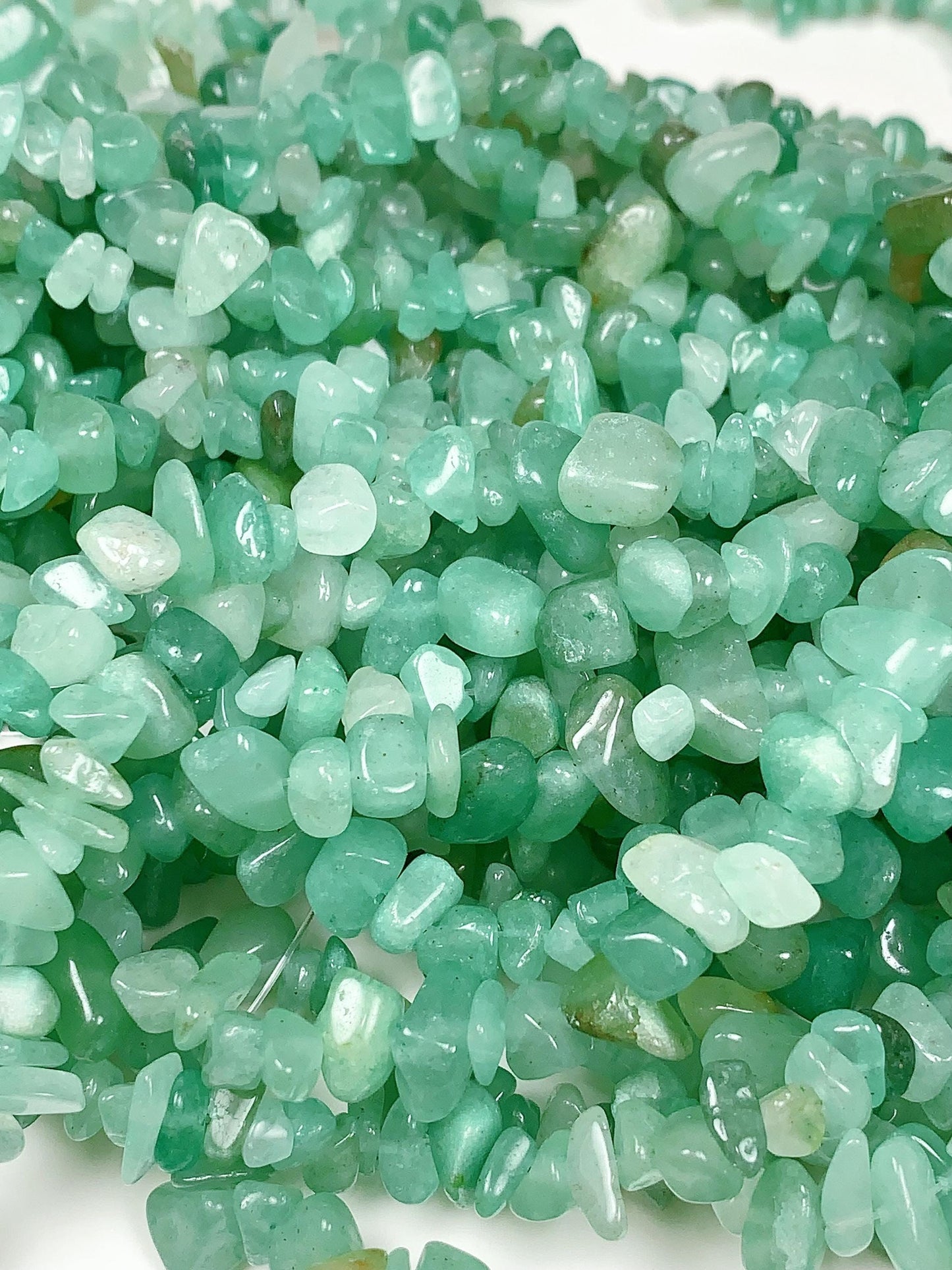Green Aventurine Chip Beads: Natural Gemstone Nuggets, 32" Strand