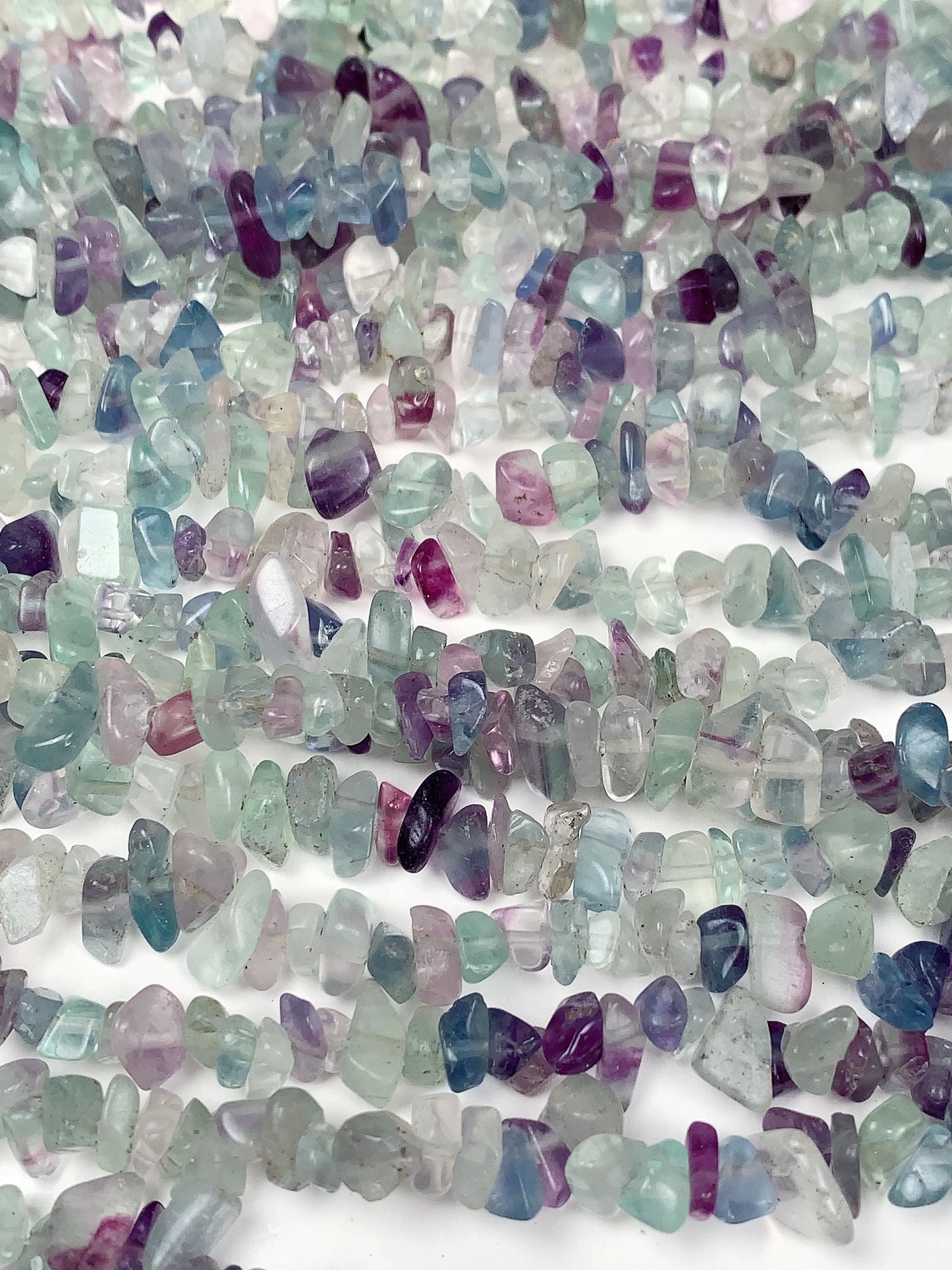 Fluorite Nugget Beads: Genuine Green, Purple, Blue Crystal Chips, 32" Strand