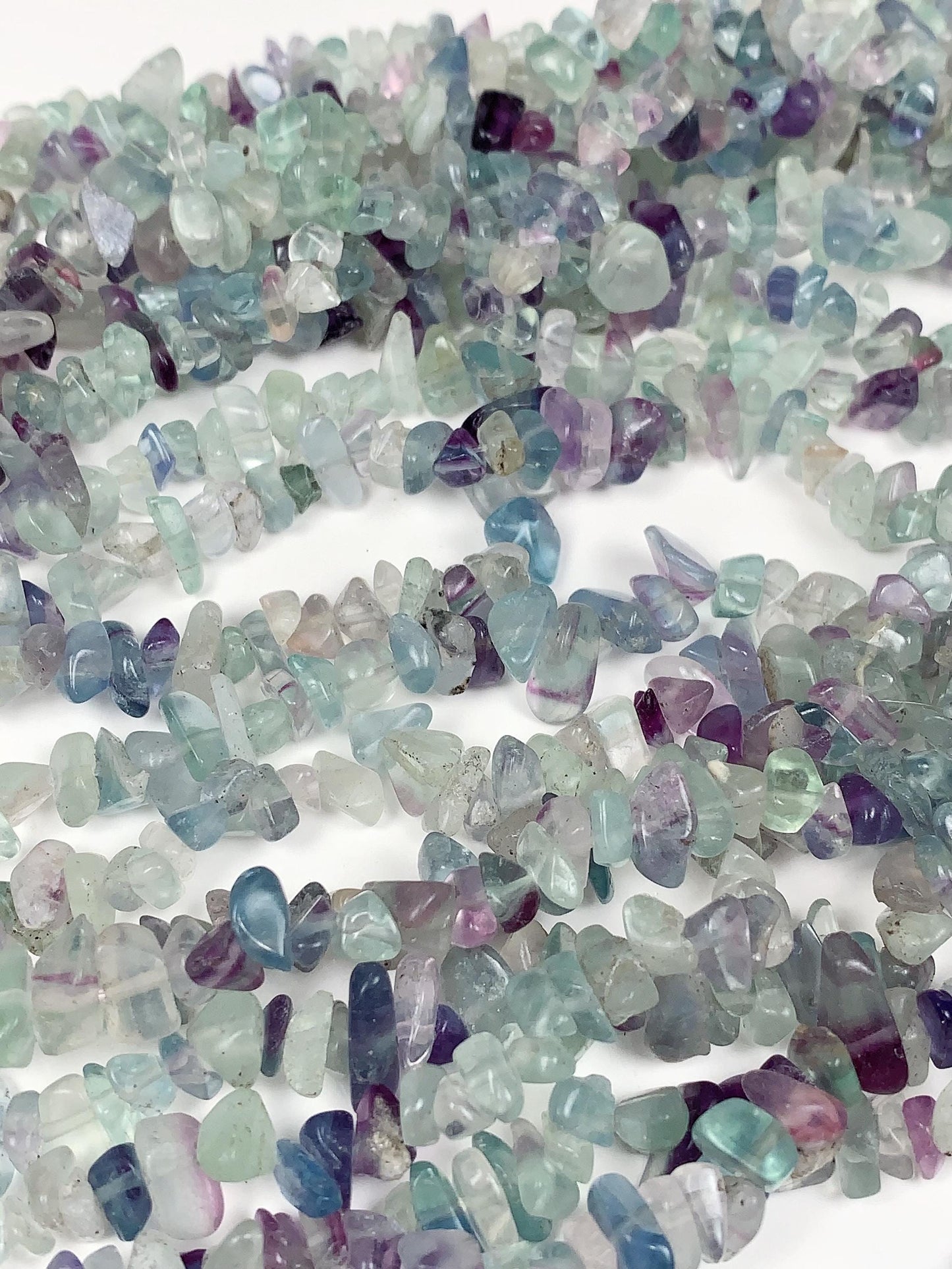 Fluorite Nugget Beads: Genuine Green, Purple, Blue Crystal Chips, 32" Strand