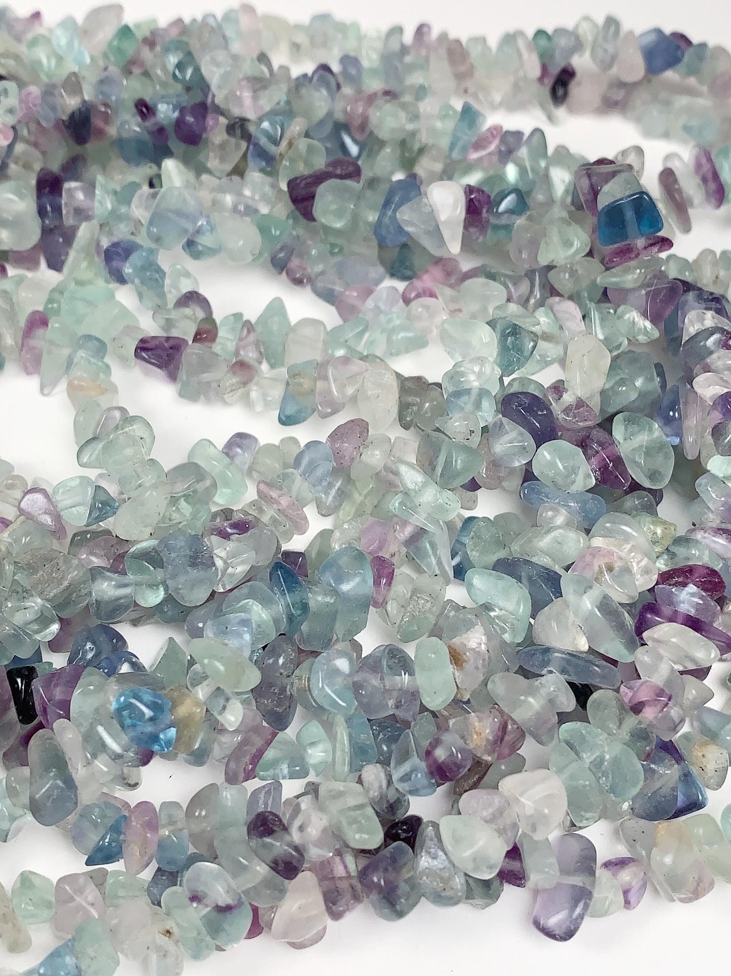 Fluorite Nugget Beads: Genuine Green, Purple, Blue Crystal Chips, 32" Strand