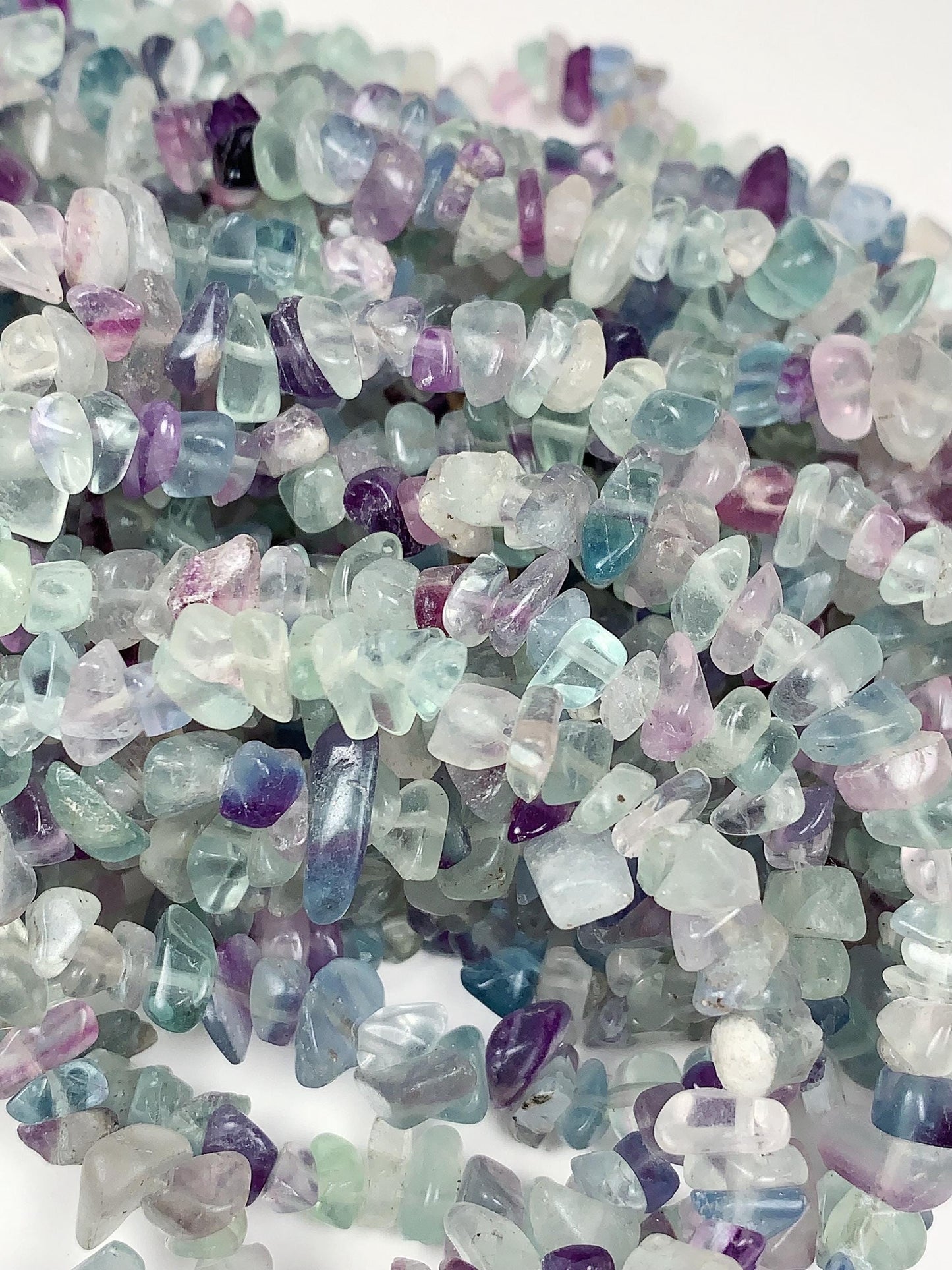 Fluorite Nugget Beads: Genuine Green, Purple, Blue Crystal Chips, 32" Strand