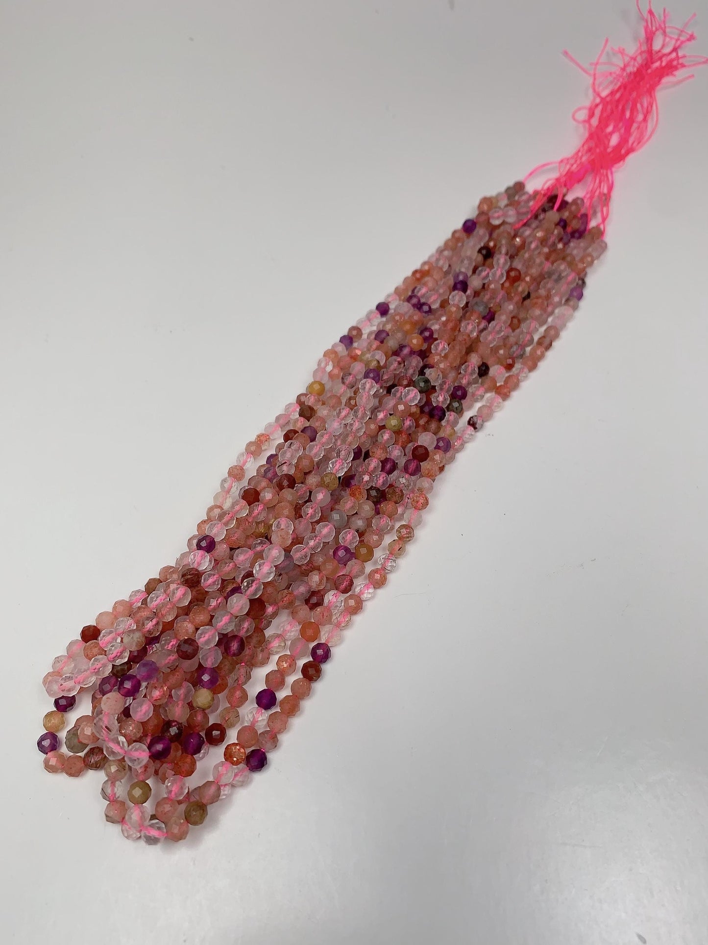 Faceted Super 7 Crystal Beads: Pink, Orange, Purple, Round (2mm-4mm)