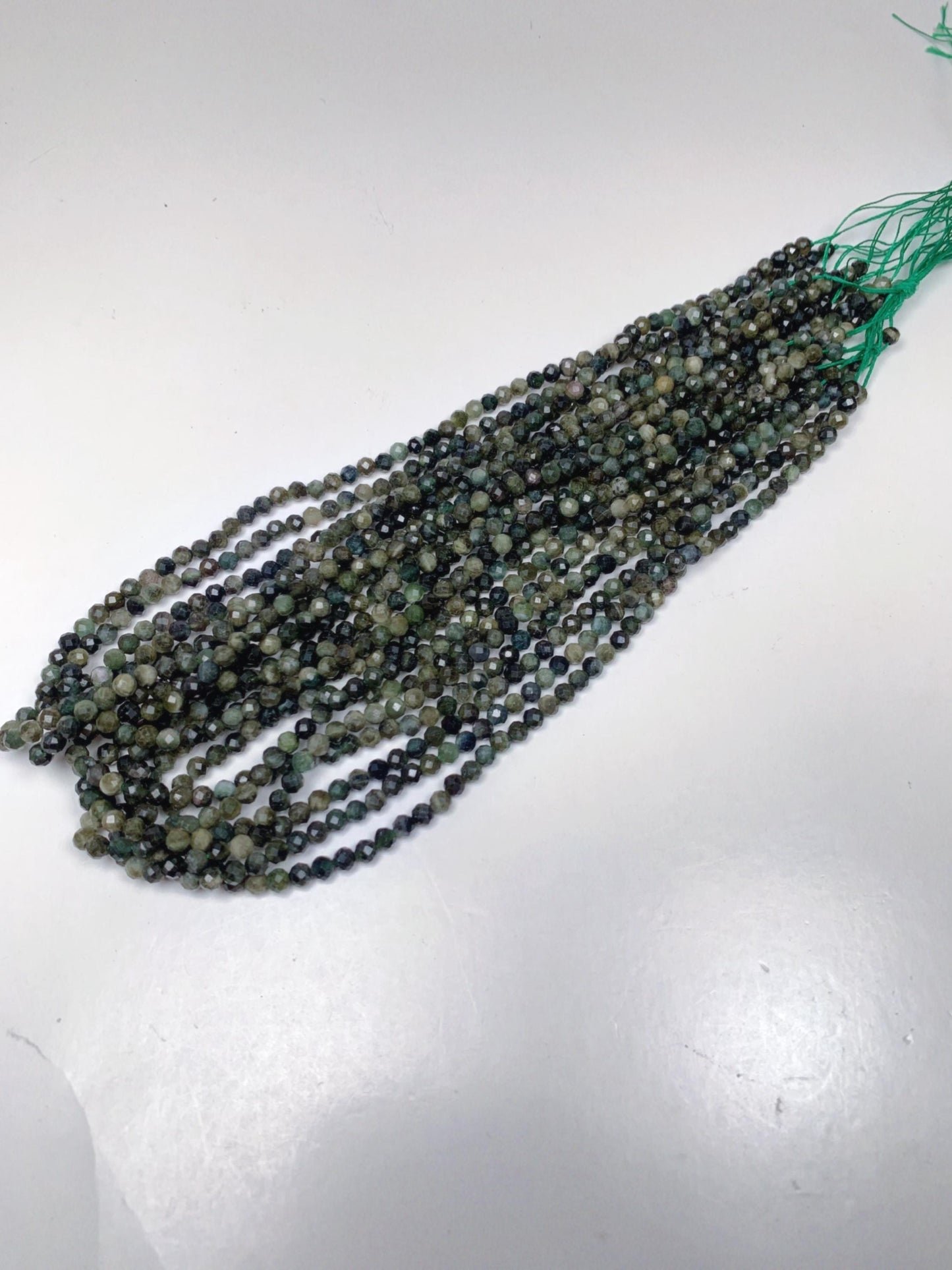 Genuine Natural Green Tourmaline Faceted Round Beads 15.5" Strand 2mm 3mm 4mm