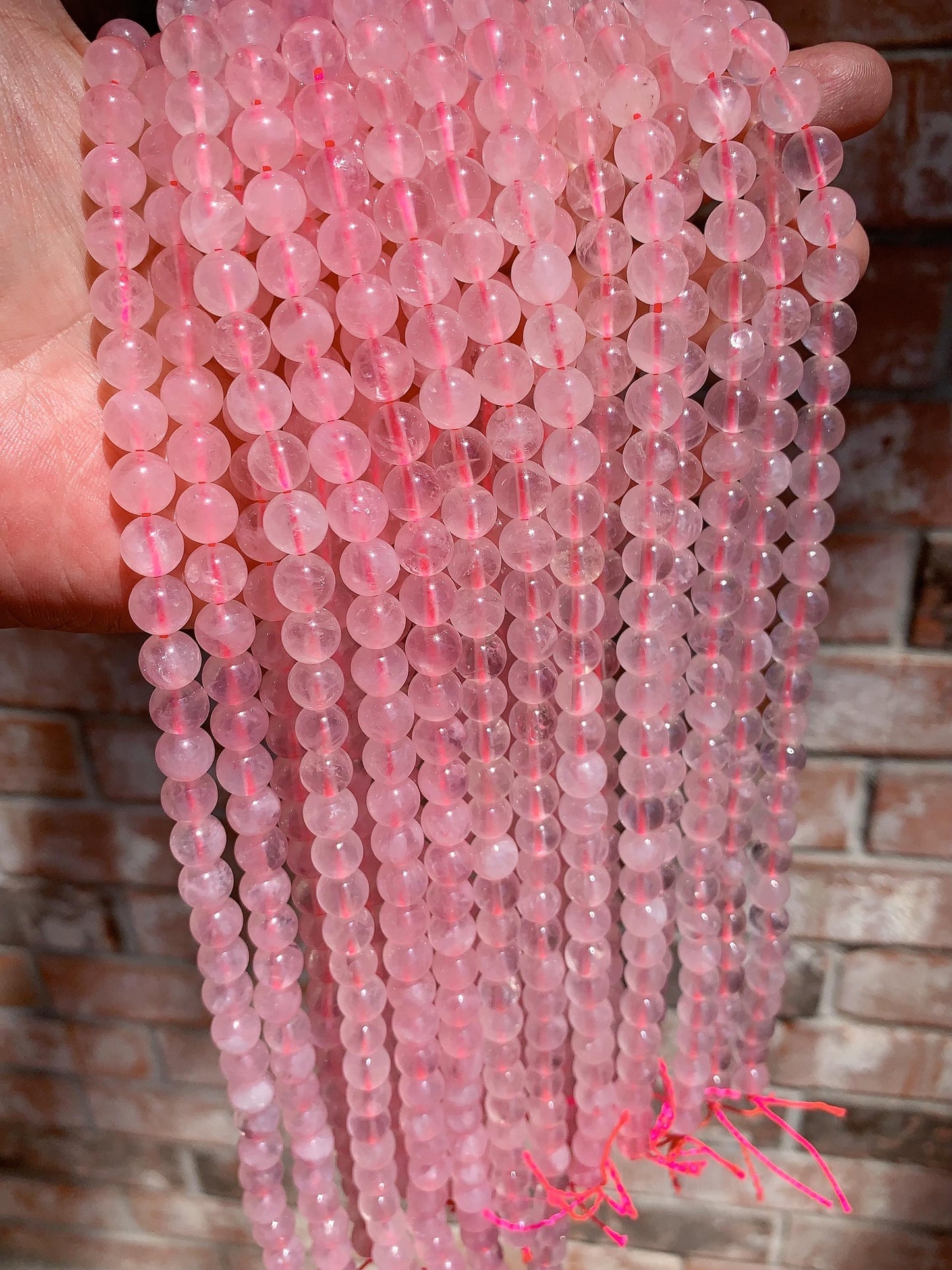 AAA Rose Quartz Transparent Beads Genuine Natural Pink Gemstone Strand (15")