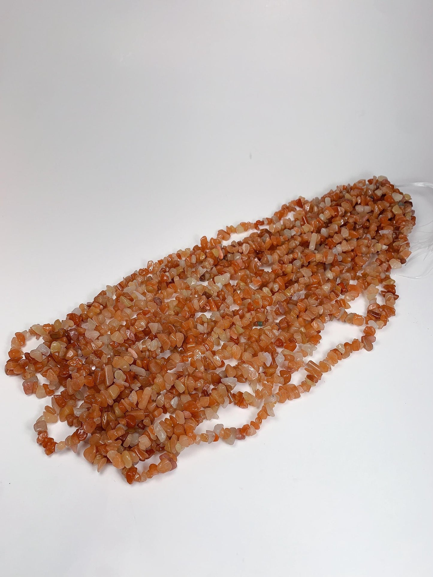 Red Orange Aventurine Chip Beads: Genuine Gemstone Nuggets, 32" Strand