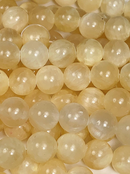AAA Honey Yellow Jade Beads: Natural Golden Striped Gemstone, 15.5" Strand