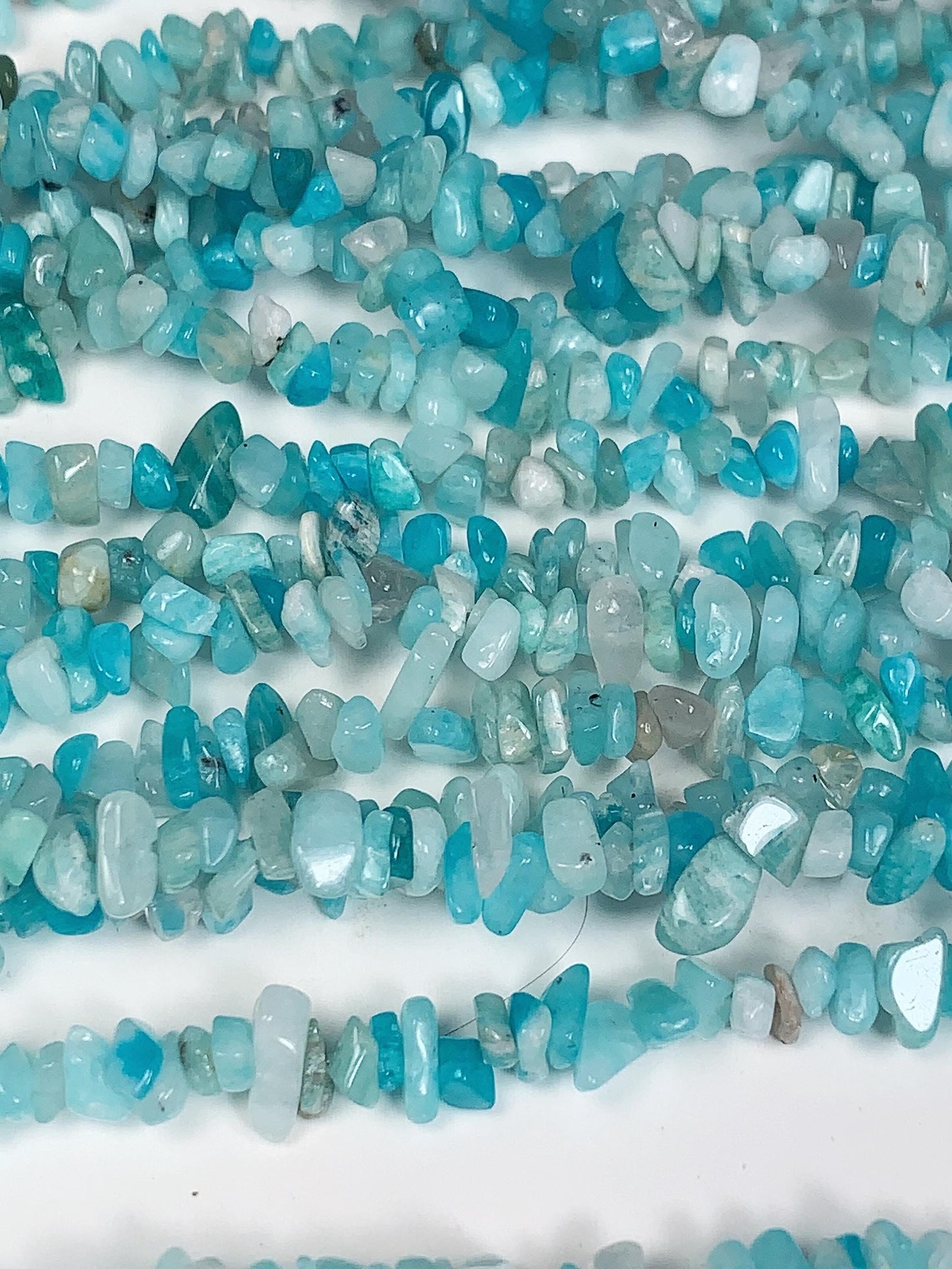 Blue Amazonyte Chip Beads: Natural Gemstone Nuggets, 32" Strand