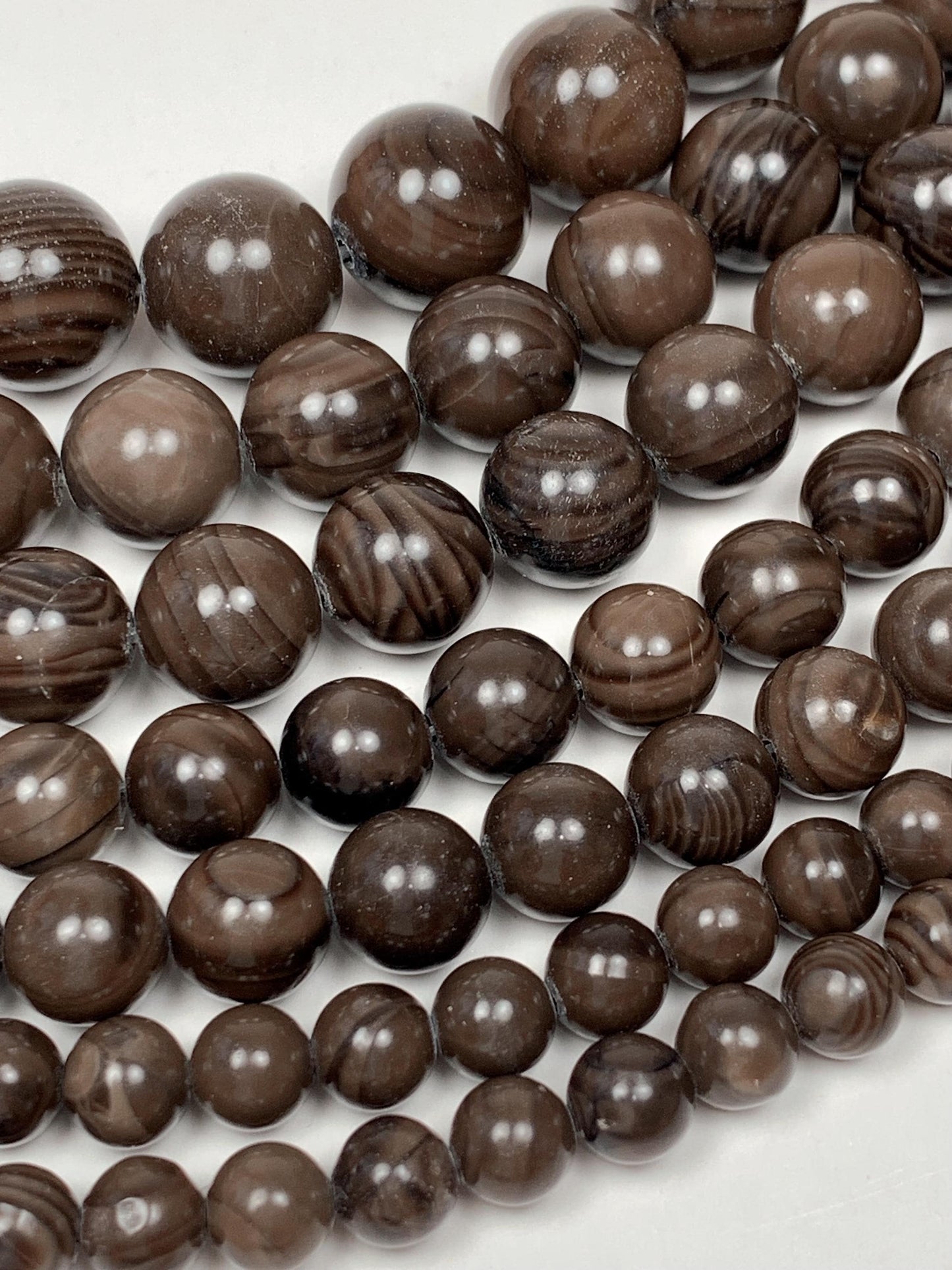 Natural Brown Wood Grain Jasper Smooth Round Beads Gemstone Strand 15.5