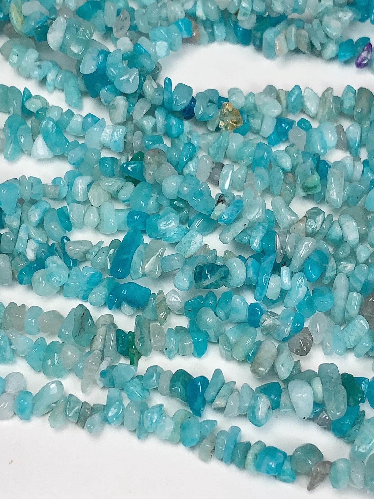 Blue Amazonyte Chip Beads: Natural Gemstone Nuggets, 32" Strand