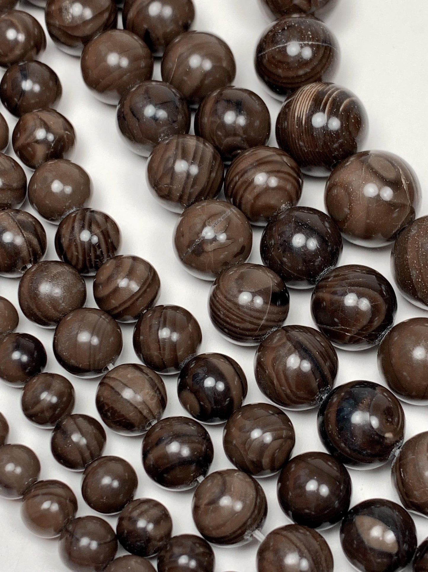 Natural Brown Wood Grain Jasper Smooth Round Beads Gemstone Strand 15.5