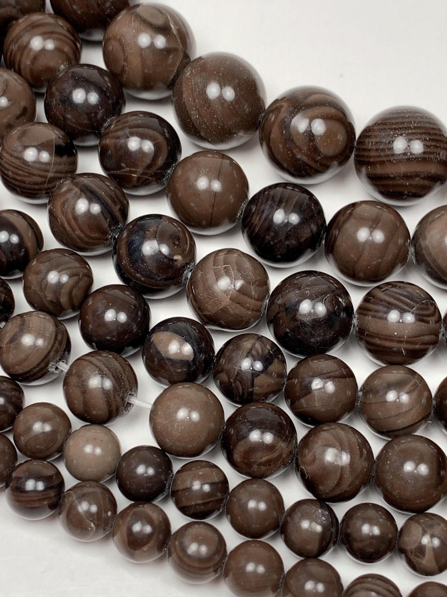 Natural Brown Wood Grain Jasper Smooth Round Beads Gemstone Strand 15.5