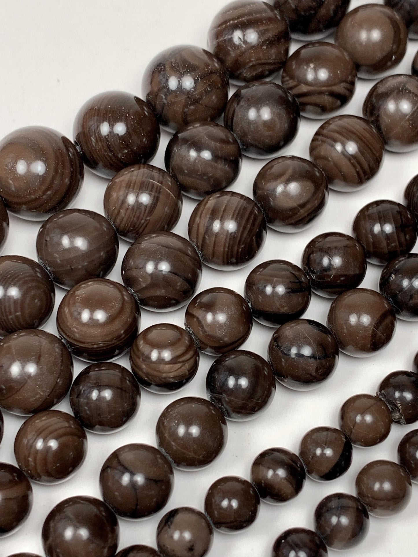 Natural Brown Wood Grain Jasper Smooth Round Beads Gemstone Strand 15.5