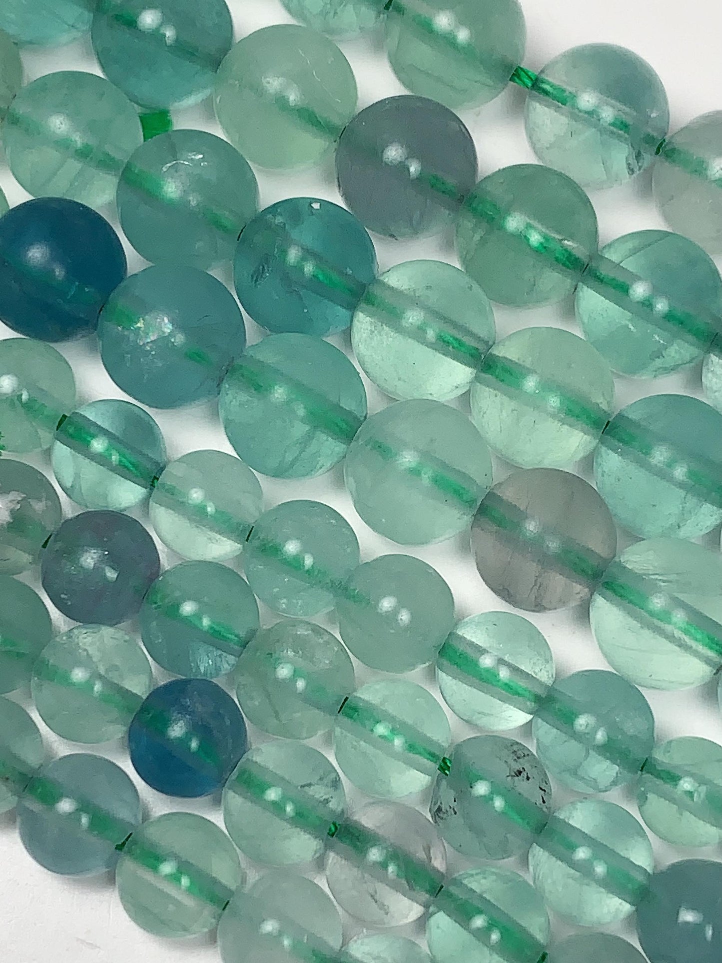 Genuine Natural Green Clear Fluorite Smooth Round Beads 15.5" Strand Gemstone  6mm 8mm 10mm