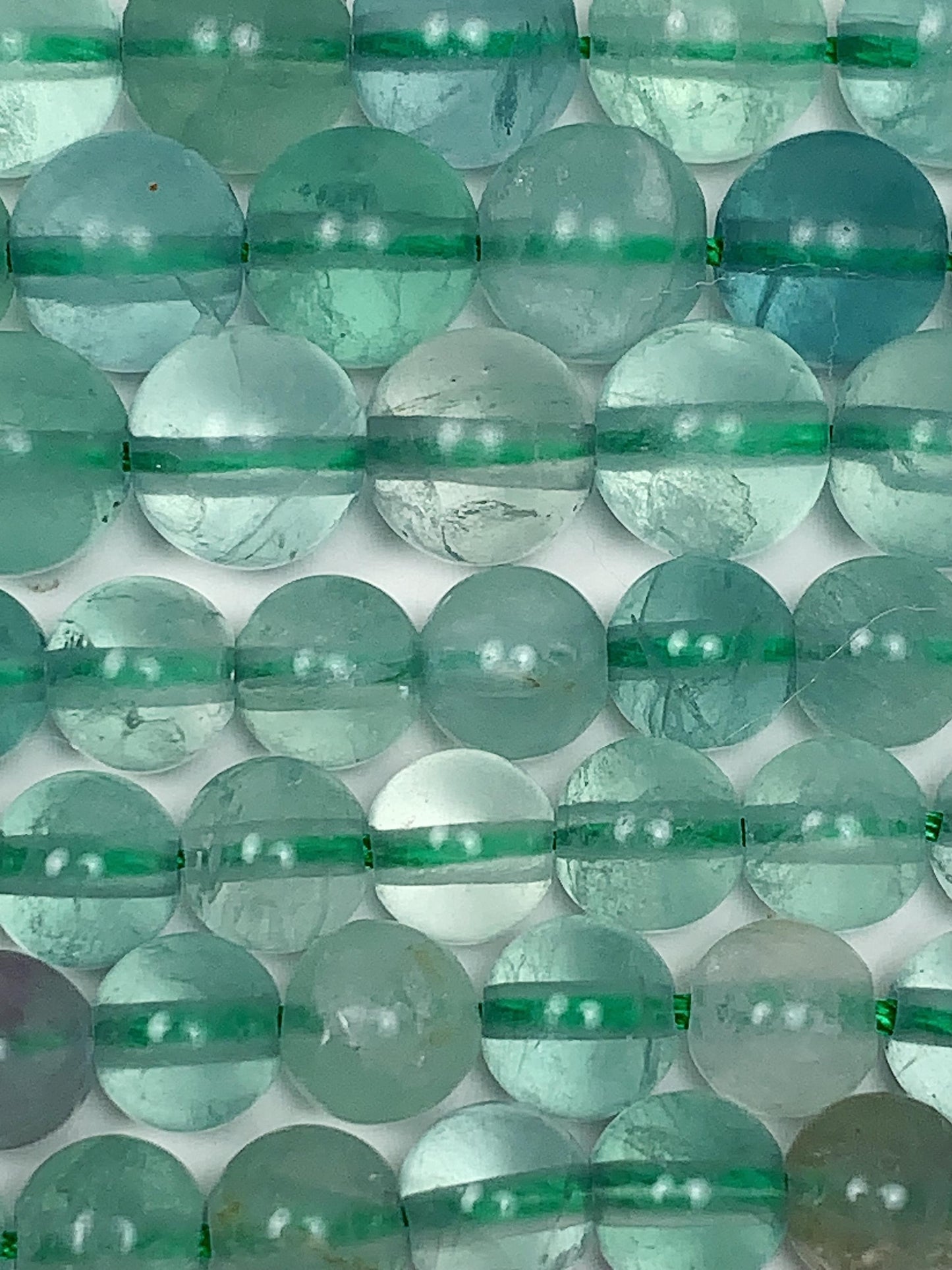 Genuine Natural Green Clear Fluorite Smooth Round Beads 15.5" Strand Gemstone  6mm 8mm 10mm