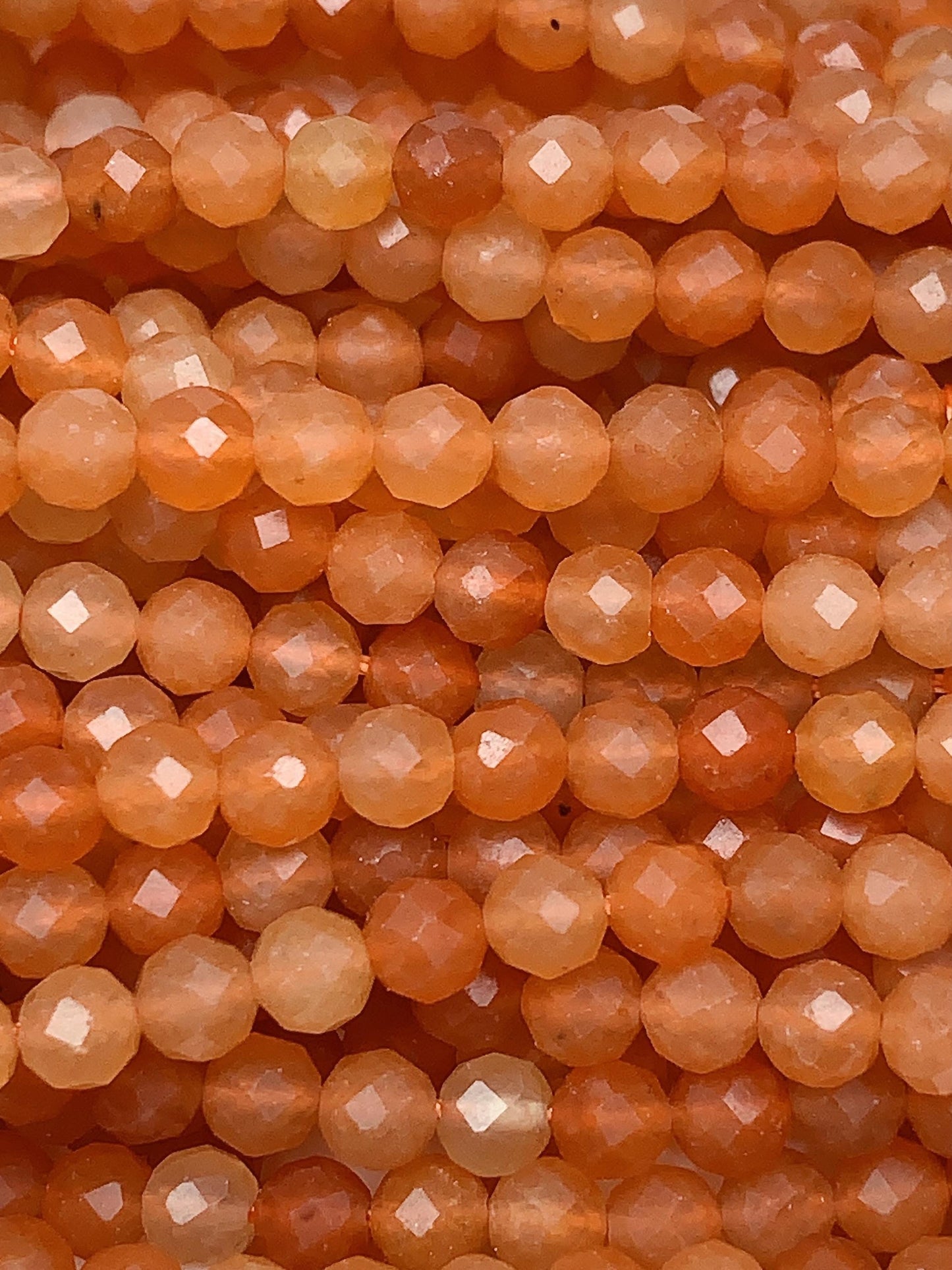 Genuine Natural Orange Red Aventurine Faceted Round Beads 15.5" Strand 2mm 3mm 4mm